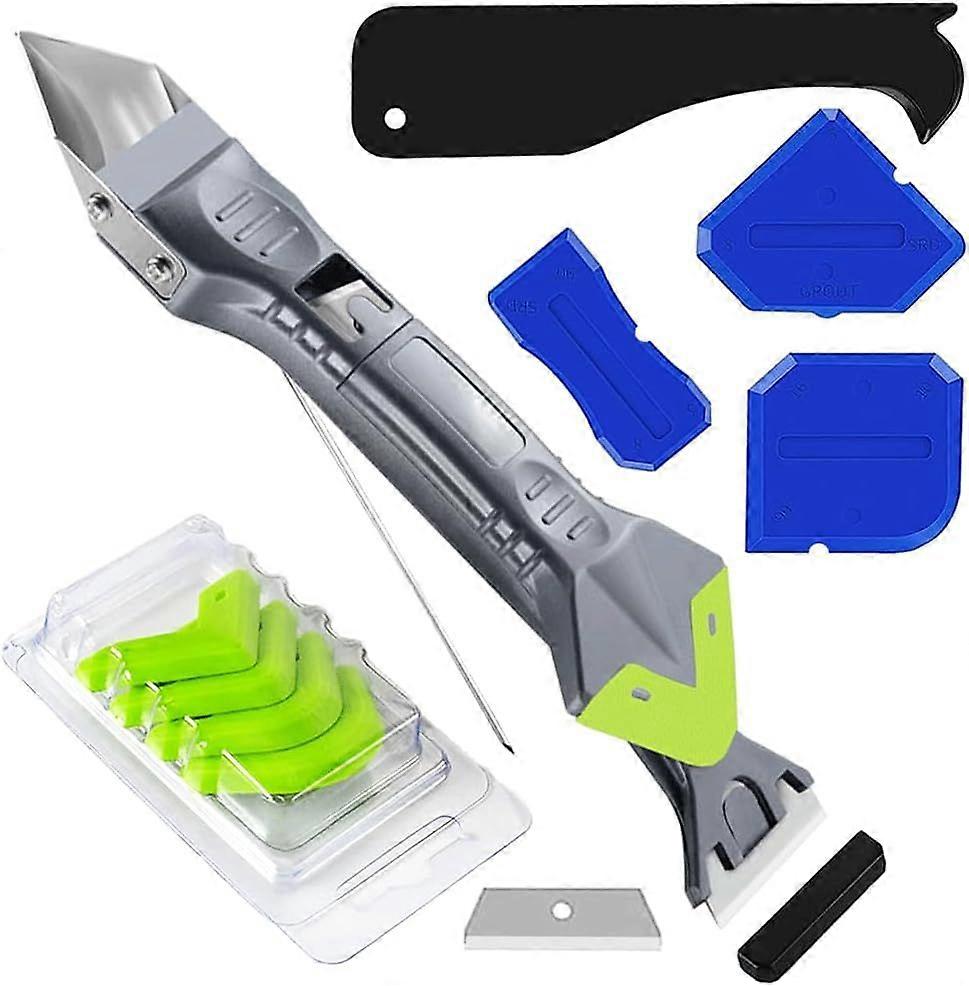 Grout Remover Tools 5 in 1(Stainless Steel) Scraper, Silicone Grout Scraper Grout Smoother Kit with 3 Corner Scraper, 5 Joint Caulking Tools, 1 Groov