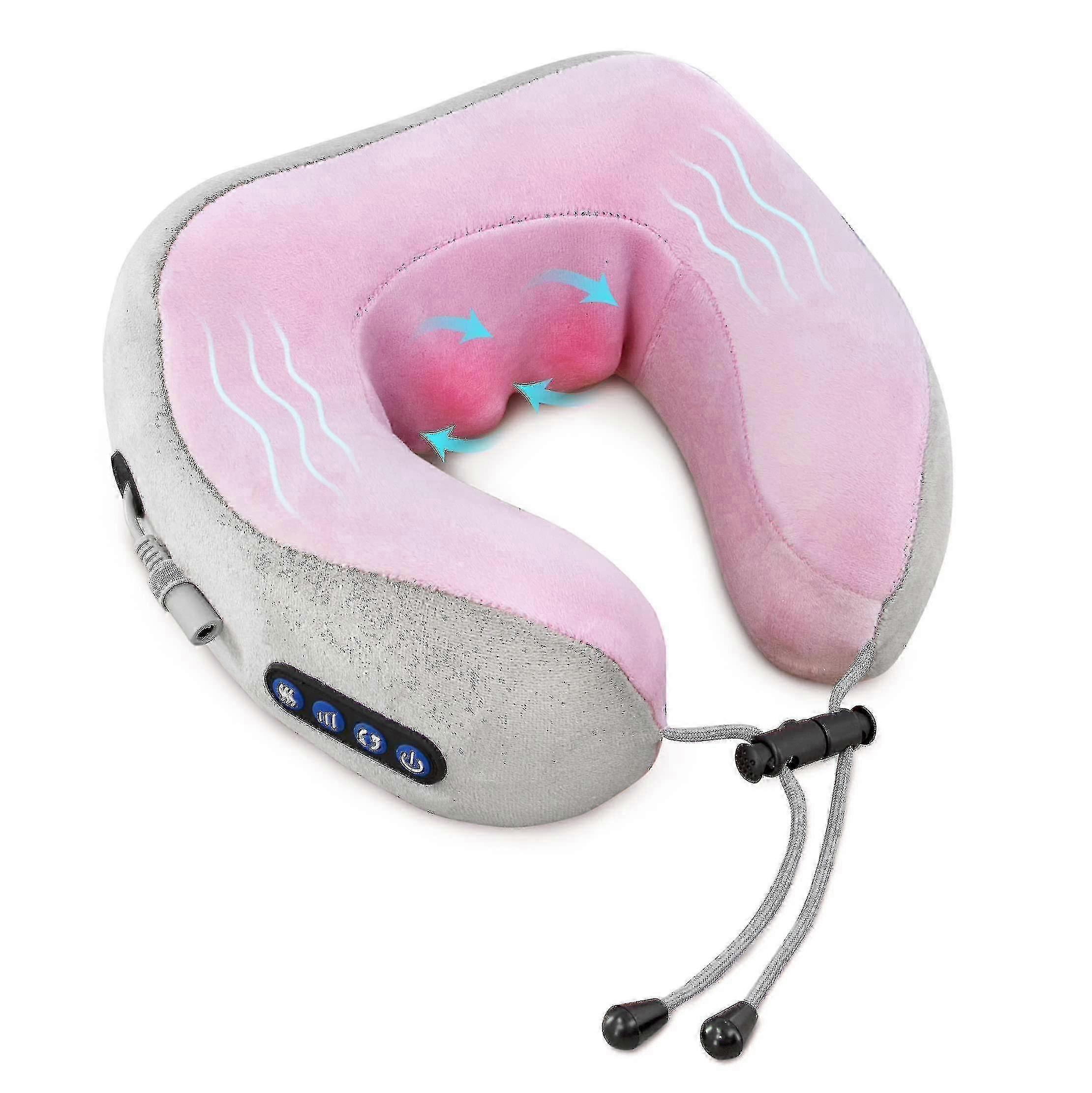 Travel Memory Foam Neck Pillow with Heating Massager
