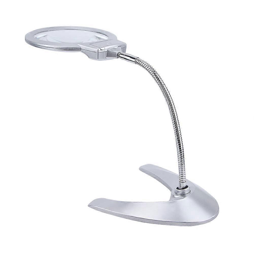 LED Craft Lamp with Adjustable Stand, Rechargeable Desktop Magnifier Light, Highly Transparent 5X Magnification