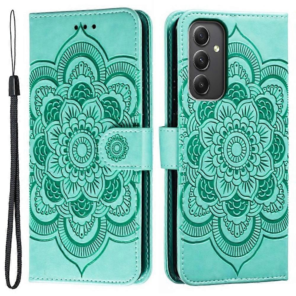 Voor Samsung Galaxy A56 5G Case PU Lederen Mandala Bedrukt Ontwerp Portemonnee Telefoonhoes