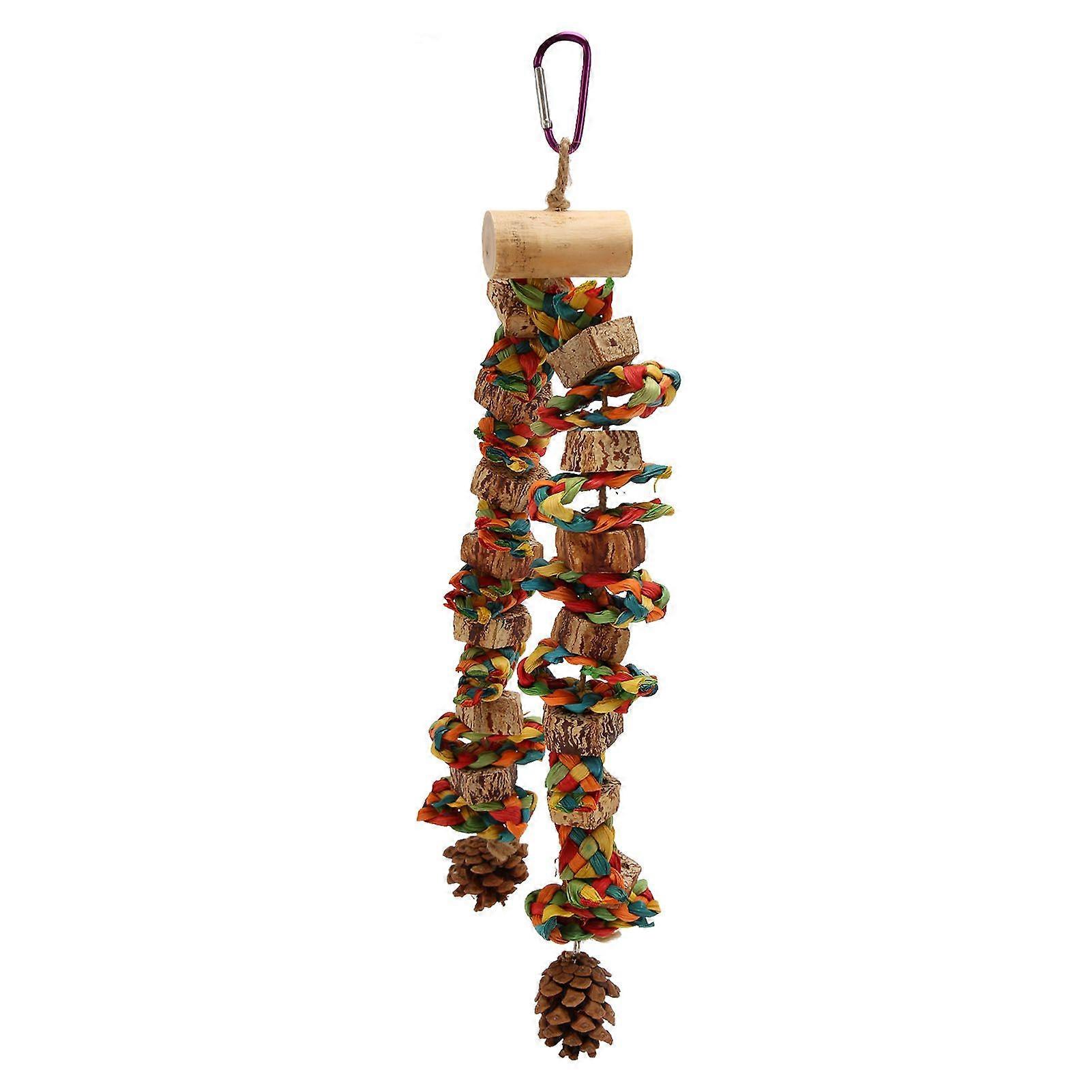 Parrot Chewing Toy with Nut, Pine Cone, and Leaf for Medium Birds
