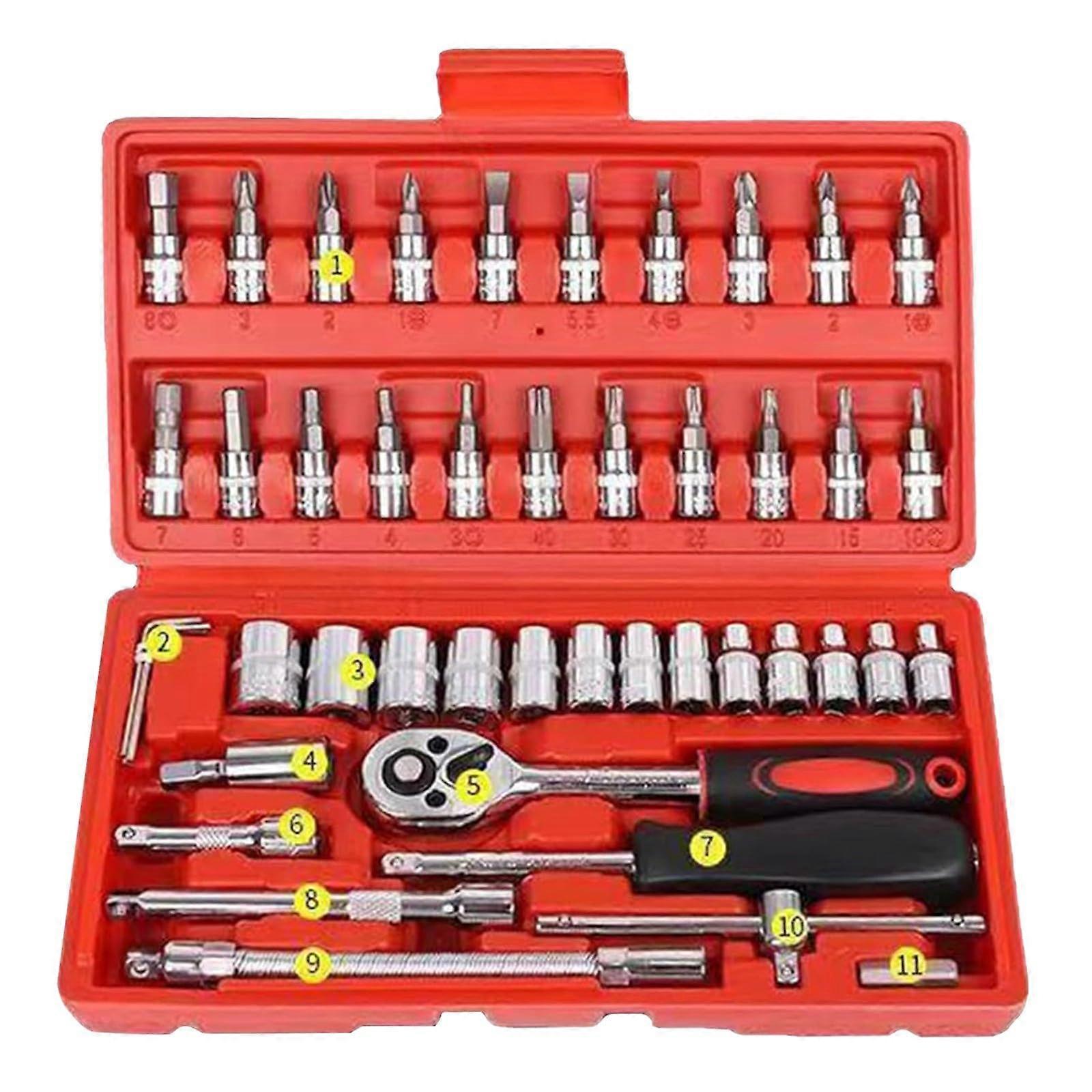 Cordless Slim Set Slim Kit 3/8 Drive Comes with 45 Adjustment Tools Hardware Screwdriver (Red, One Size)