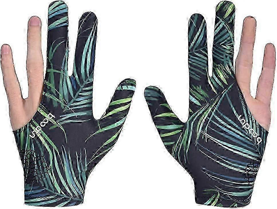 2pcs luvas de snooker elásticas 3 dedos luvas de sinuca esquerda e direita (folhas)