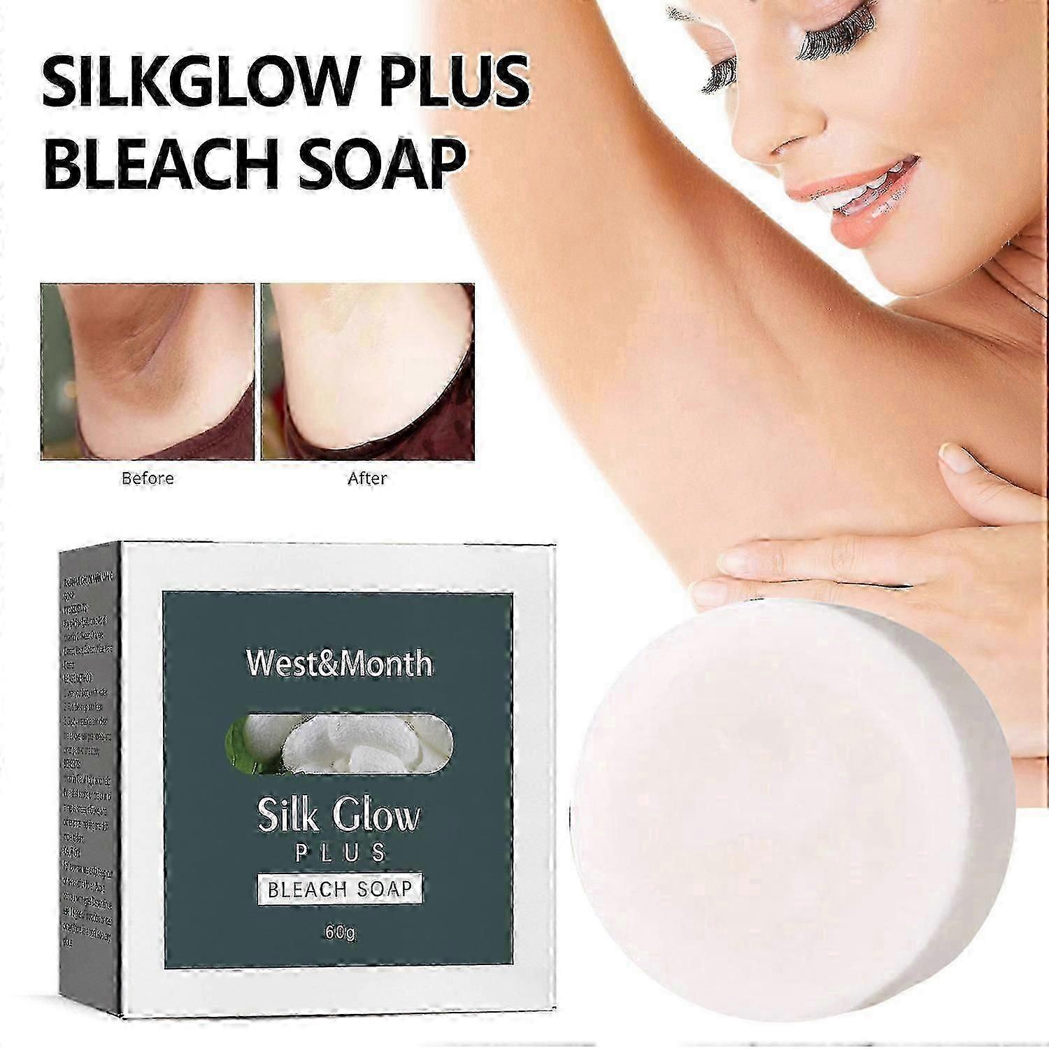 West&Month Silk Glow Plus Bleach Soap, Brightening Cleansing Moisturizing Bath Soap