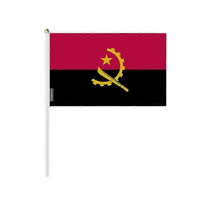 Set of Mini Flags – Angola – 14 x 21 cm – Handheld – Polyester - 100 pieces