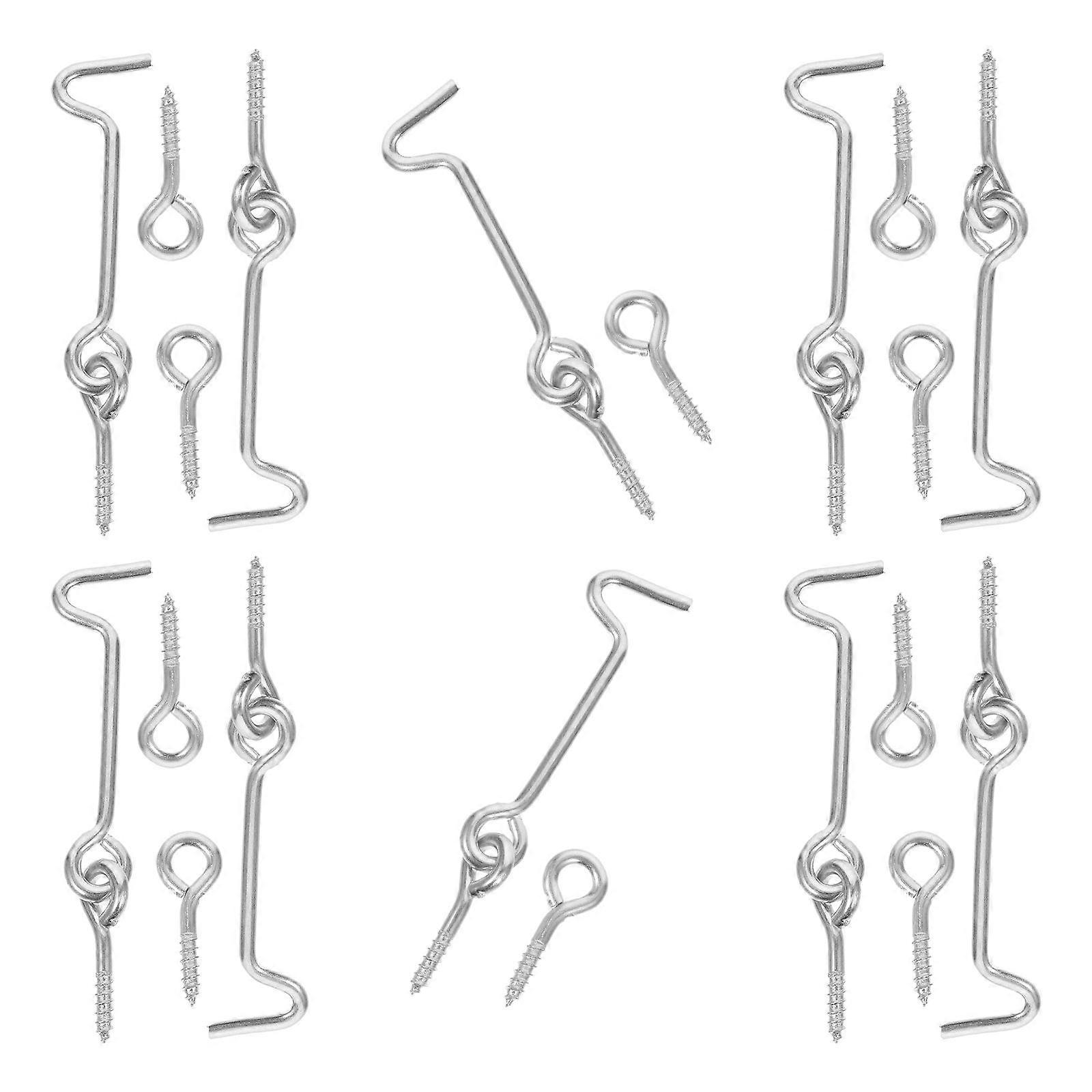 Carbon Steel Hook and Eye Latch Set for Doors and Windows – Sturdy, Corrosion Resistant, Easy Installation with Screws for Home, Office, and Farm Use