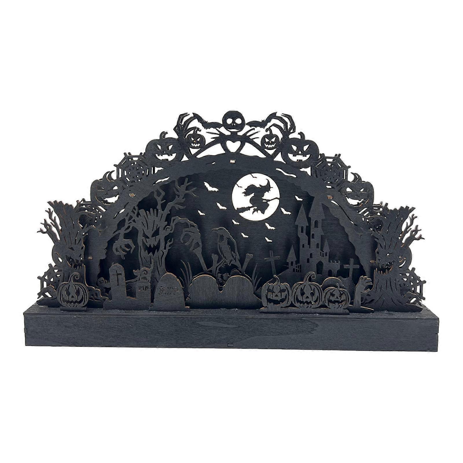 Halloween Tabletop Decoration Table Centerpiece LED Statues Ghost House Table