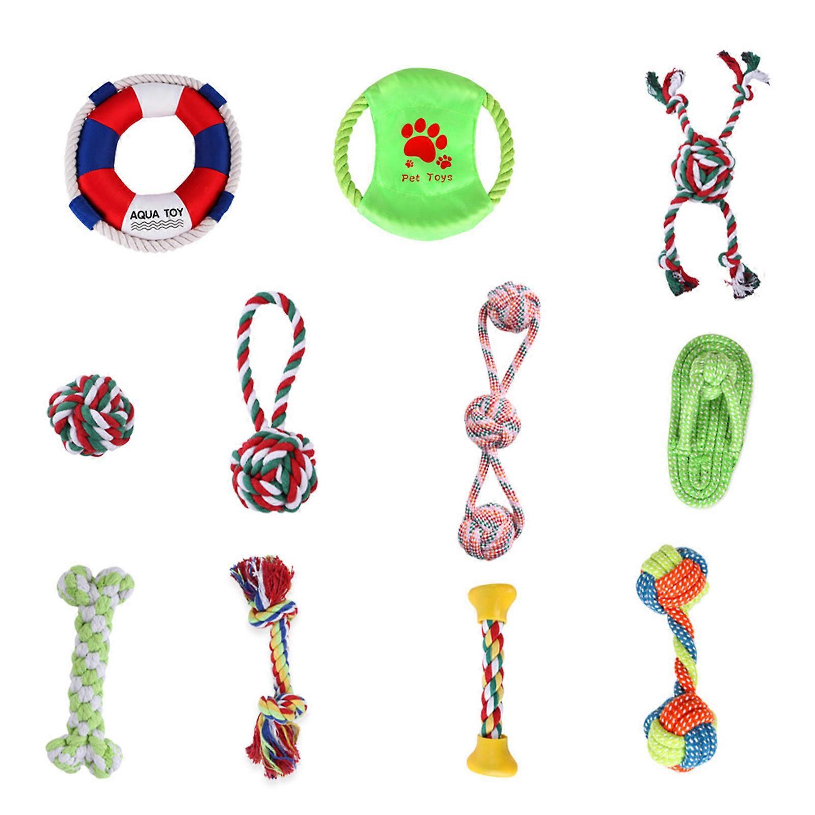 Dog Rope Toy for Chewers Bright Color Nearly Indestructible 11 Pieces Chew Toy for Small Medium Dog Teeth Cleaning