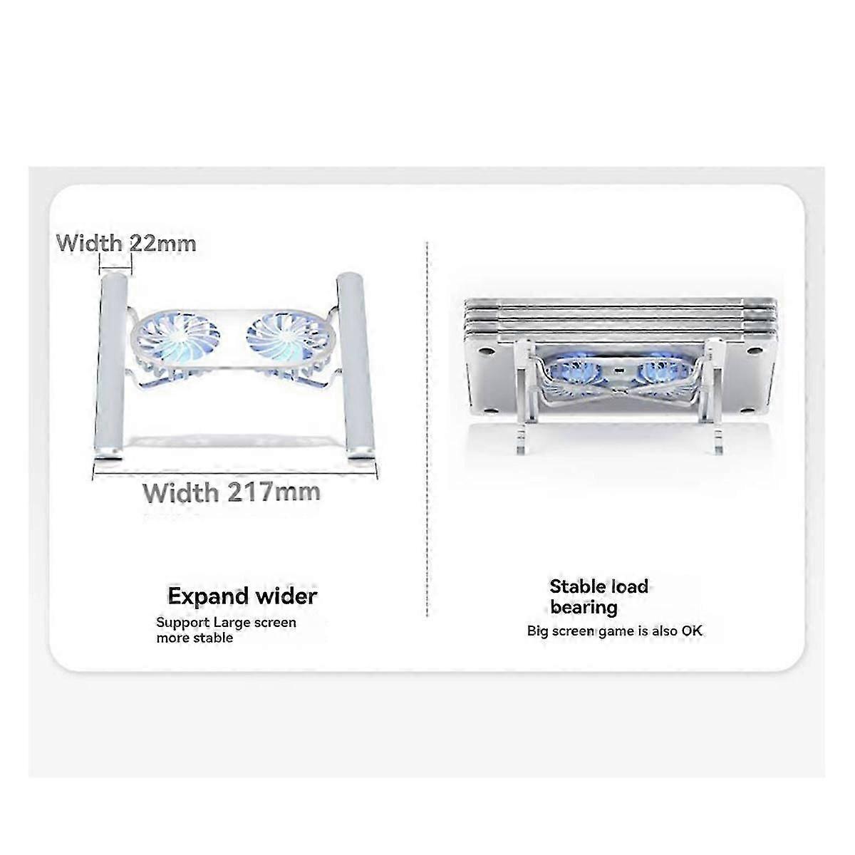 Foldable Laptop Stand with Cooling Fan, Cooler Pad C Gray