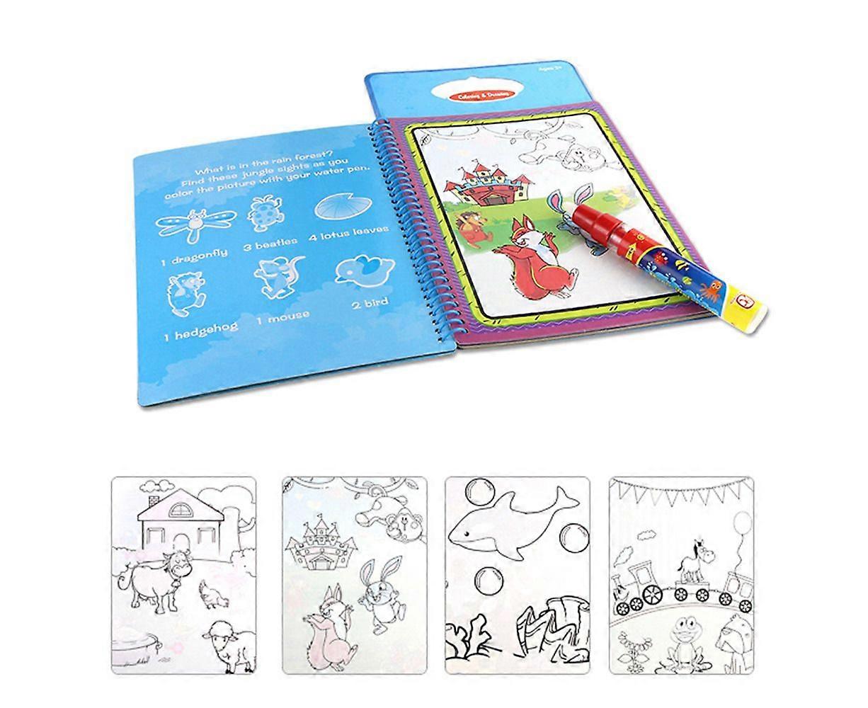 再利用可能な魔法の水の塗り絵ウォーターリビールアクティビティブック-スタイル2