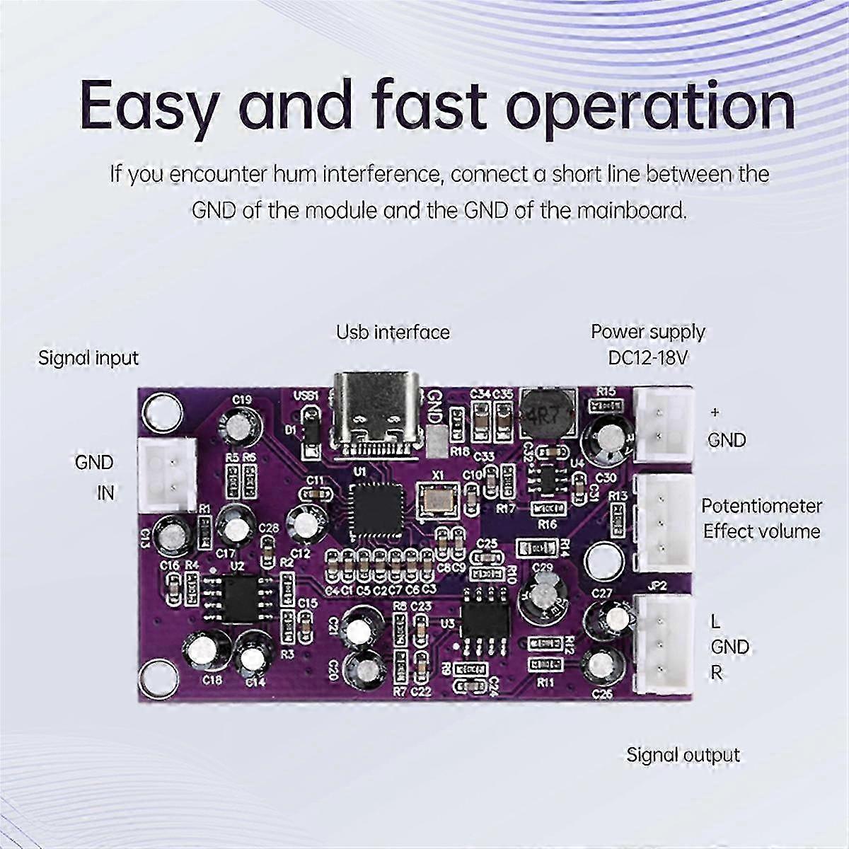 For Digital Reverb Circuit Module Voice Changer Eq Howling Control Frequency Shifter Effect Mixer S