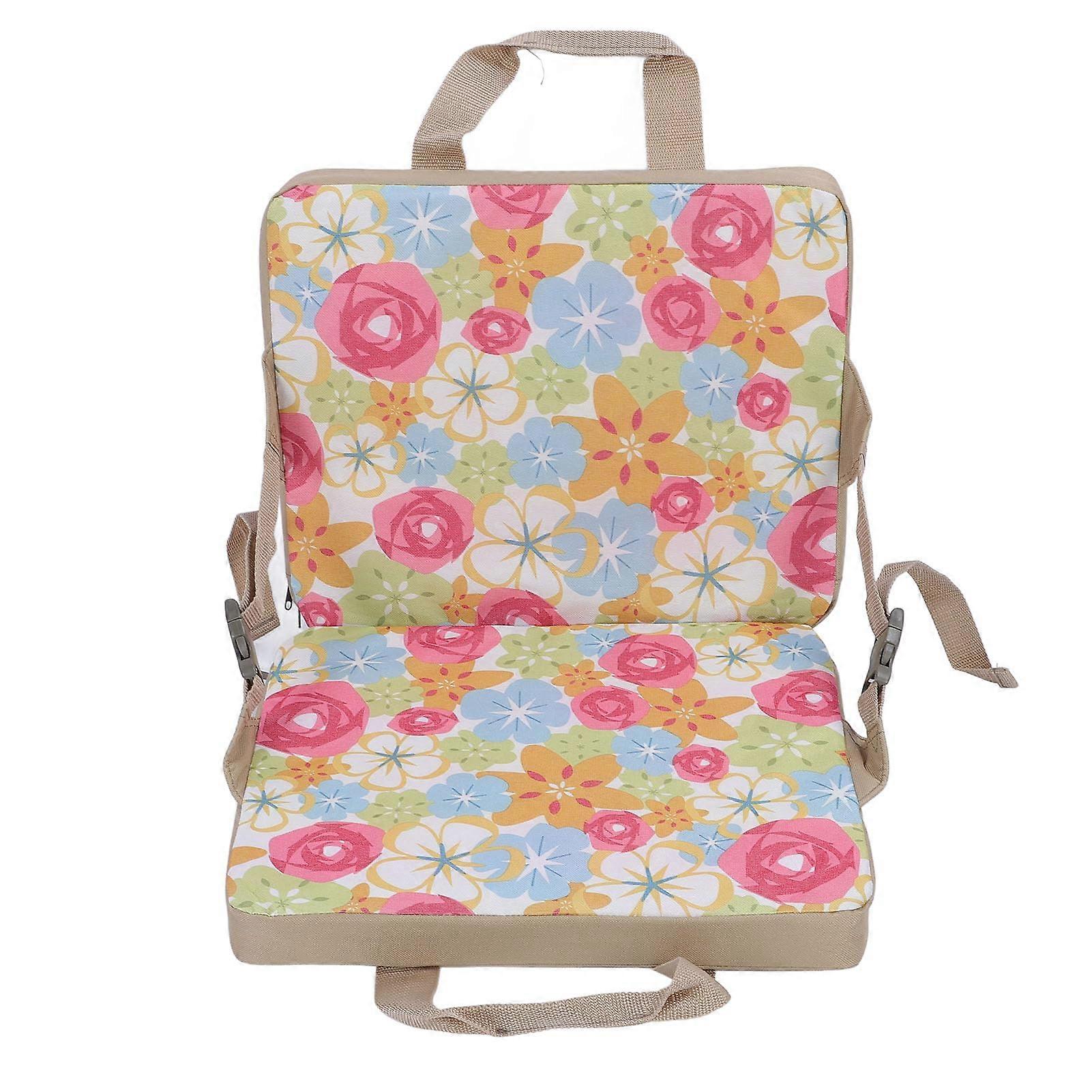 Portable Folding Stadium Chair with Back Support for Outdoor Camping Concerts - Lightweight and Comfortable Design in Floral Pattern