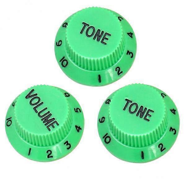 3- 3pcs Green Guitar Control Knobs 1 Volume & 2 for ST Guitar