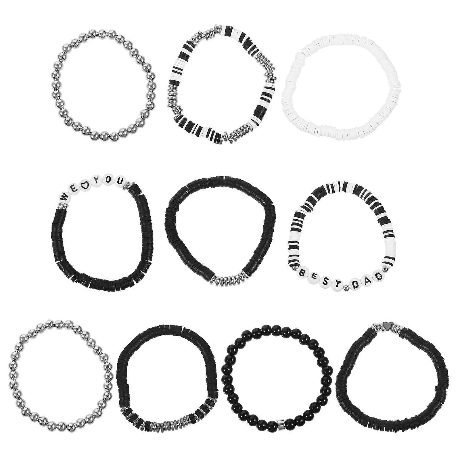 Beads Bracelets For Dad Polymer Clay Comfortable Fit Round Beads 10Pcs