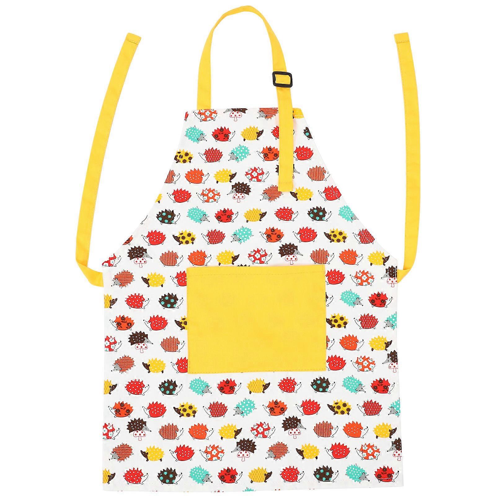 Kinder Kochen Schürzen Cartoon Igel Design Baumwolle Material Backschutz 1Pack