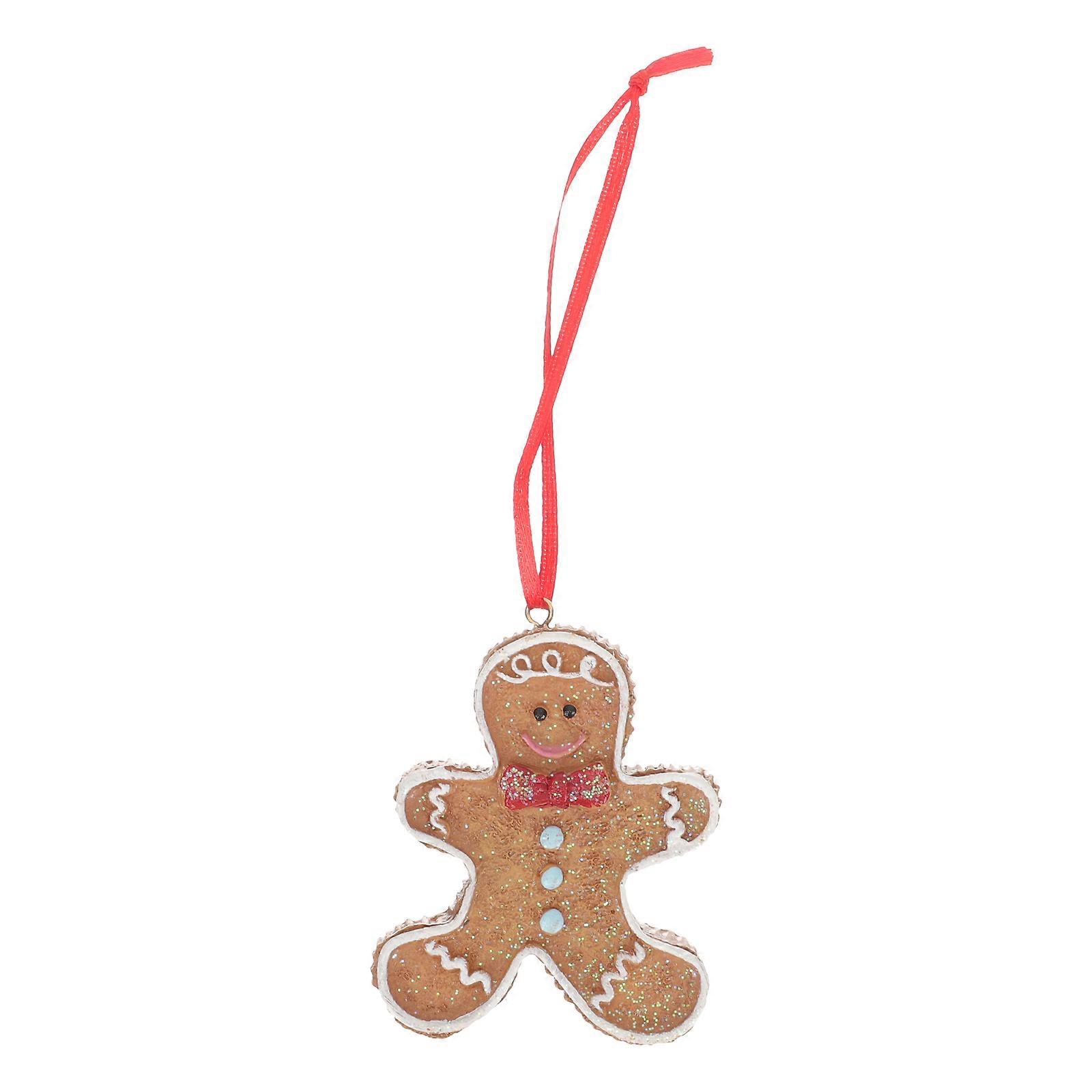 Home Decoration Christmas Tree Ornament Resin Gingerbread Man Shape 8x6cm Families 1Set
