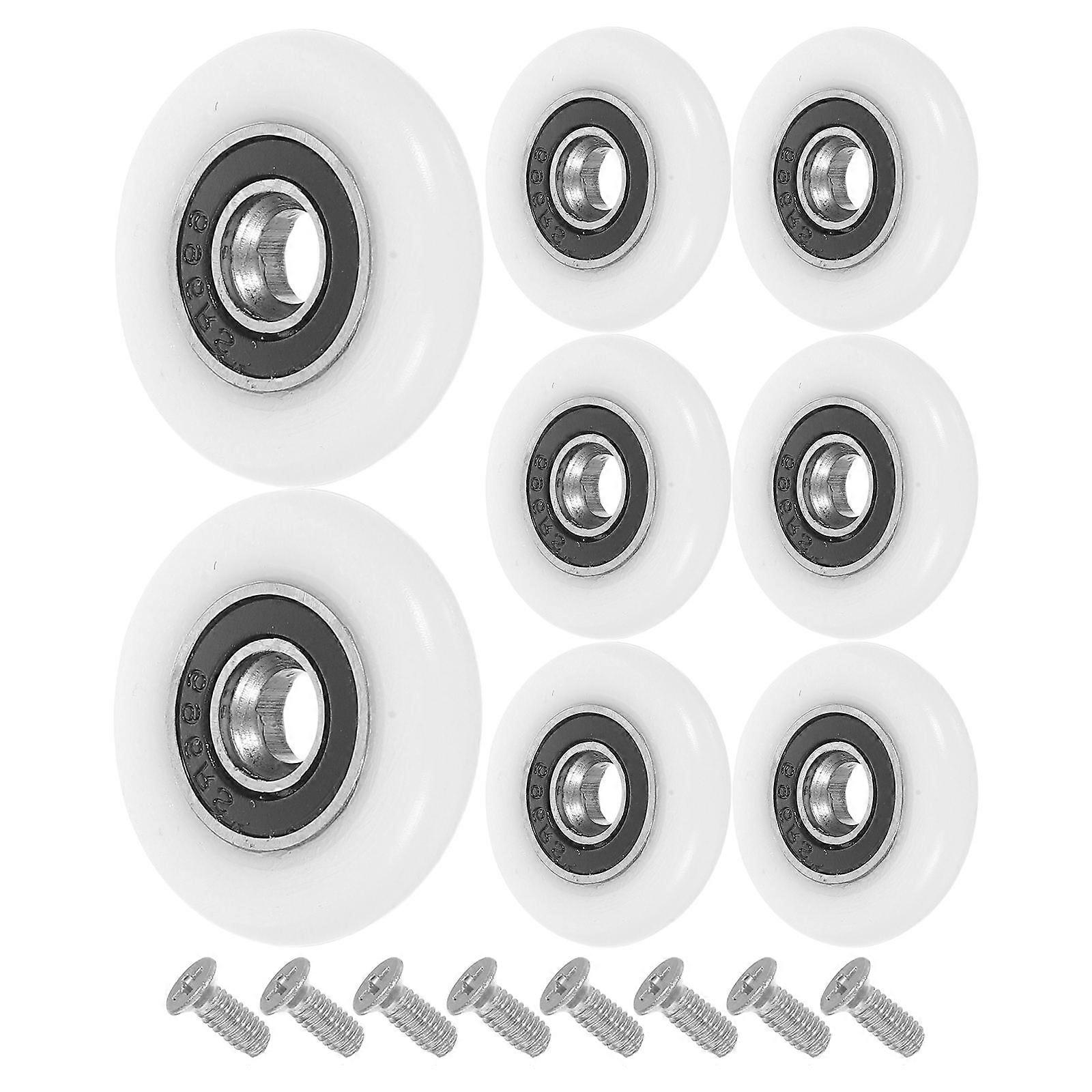 Bathrooom Shower Door Accessories Parts Rollers Replacement with Screws 8Pcs