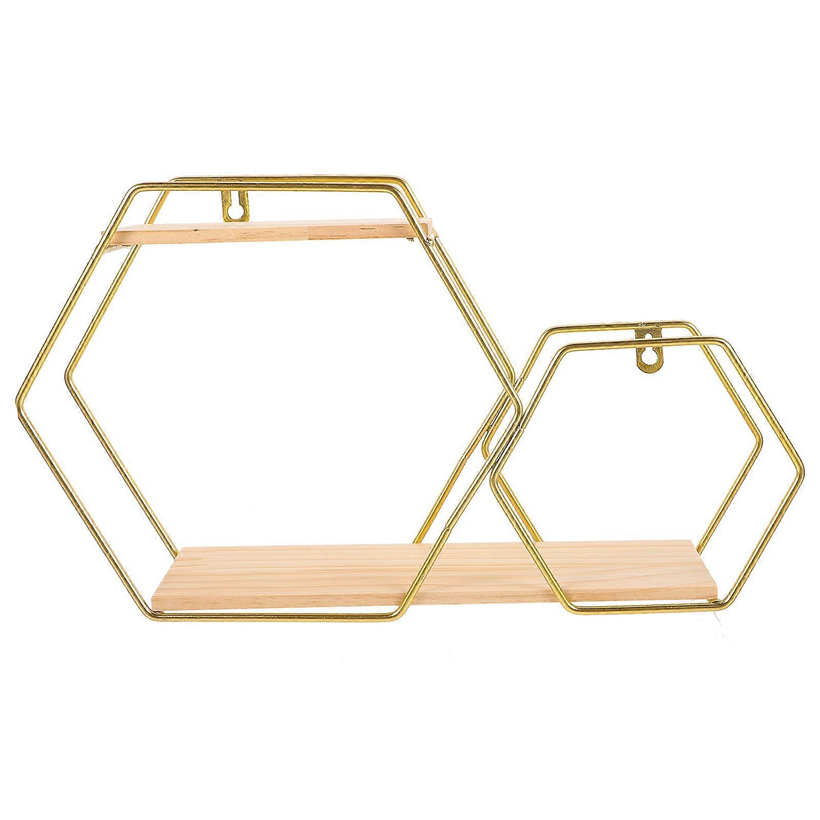 Hexagon Floating Shelf Wall Mounted Storage Decorative Bedroom Bathroom Compact Design Organizing Toiletries Art