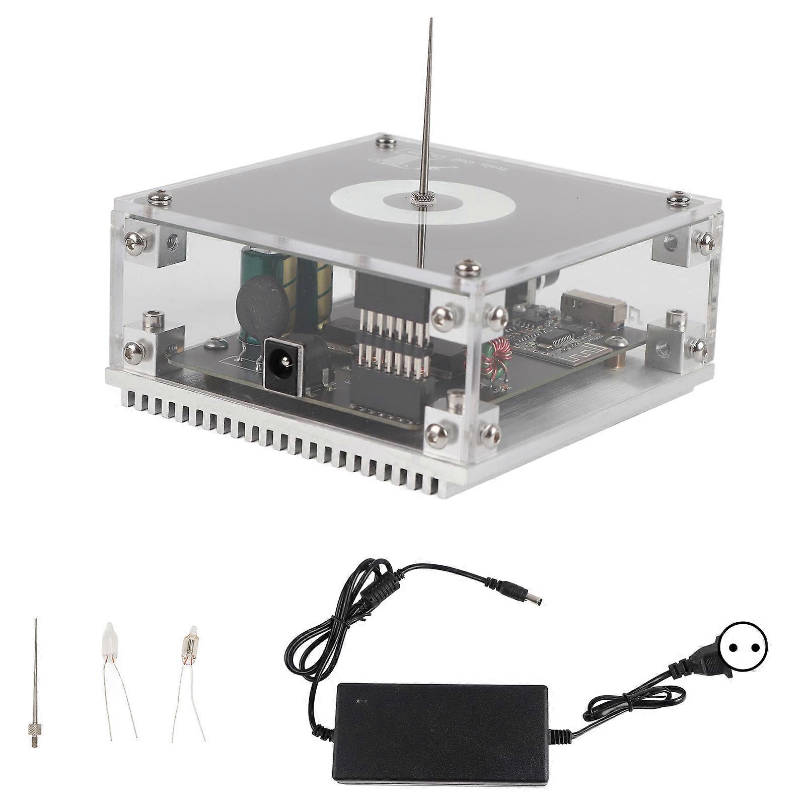 Tesla Coil Wireless Touch Speaker, Touch Transmission, Black Plasma, with Light, for Teaching Tools, Gifts, EU Plug 100-240V