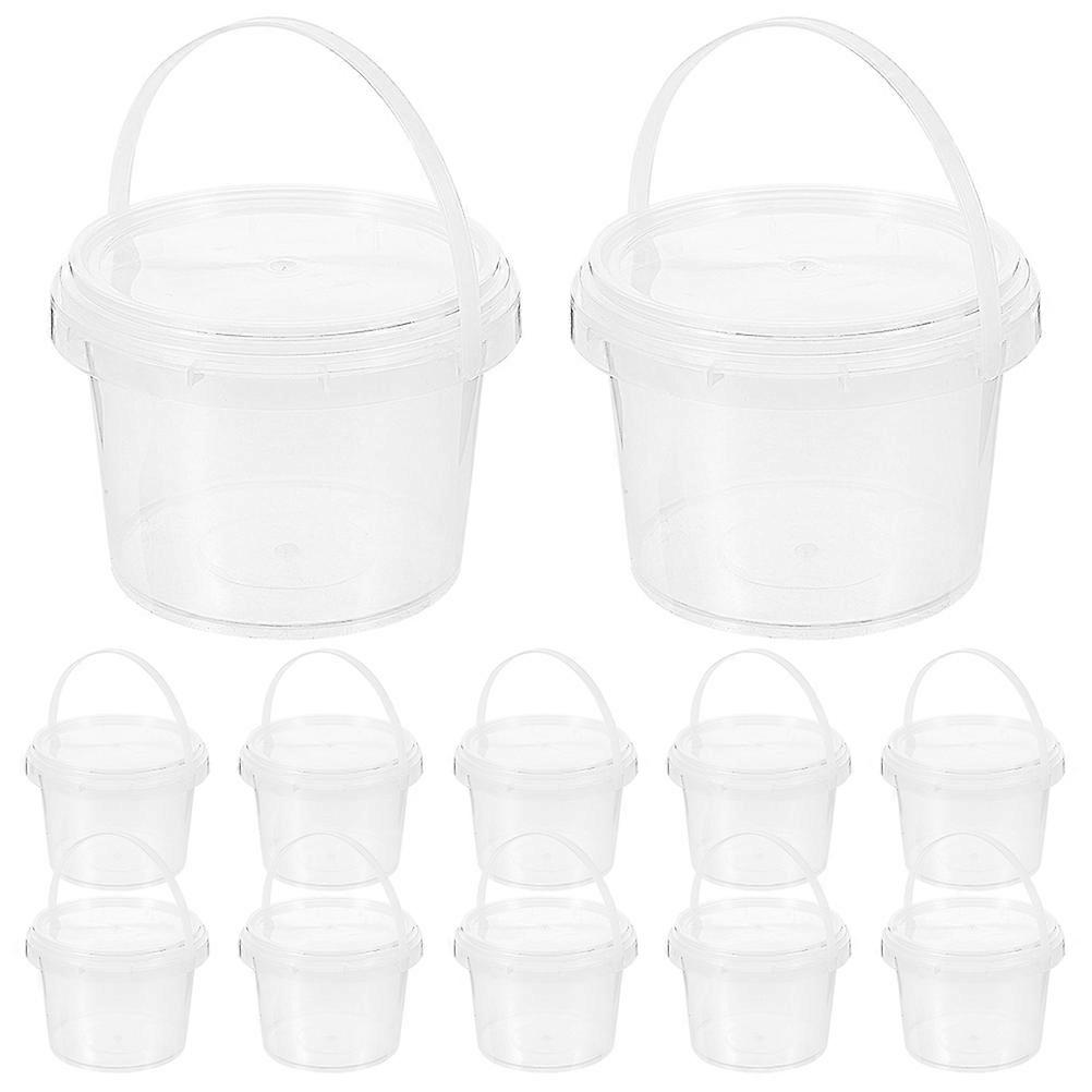 12 Pack Mini Transparent Food Storage Buckets with Lids – Reusable PP Snack Containers with Handles for Home & Outdoor Use