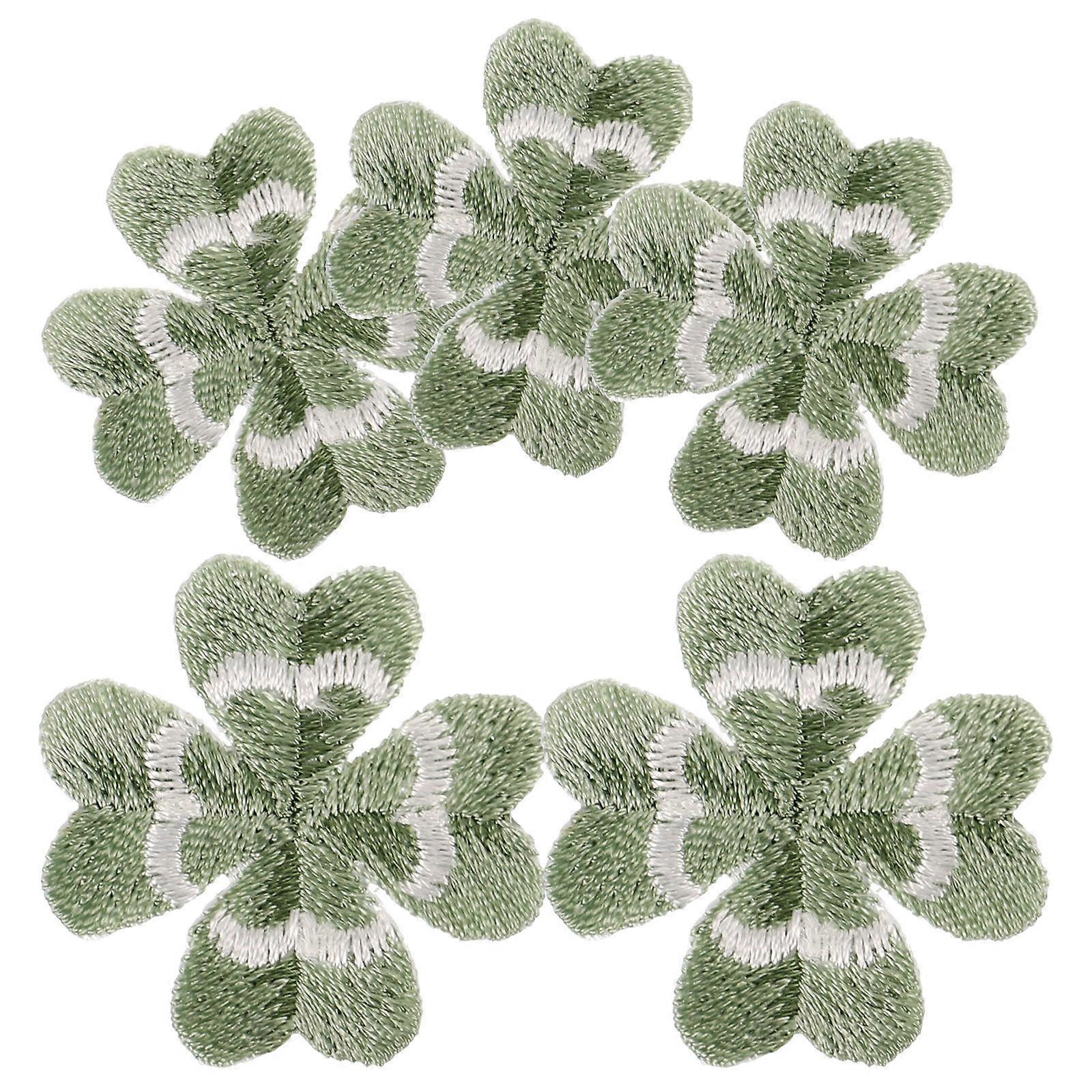 Green Four Leaf Clover Hat Patches for Clothes Use 5Pcs Cloth Embellishments