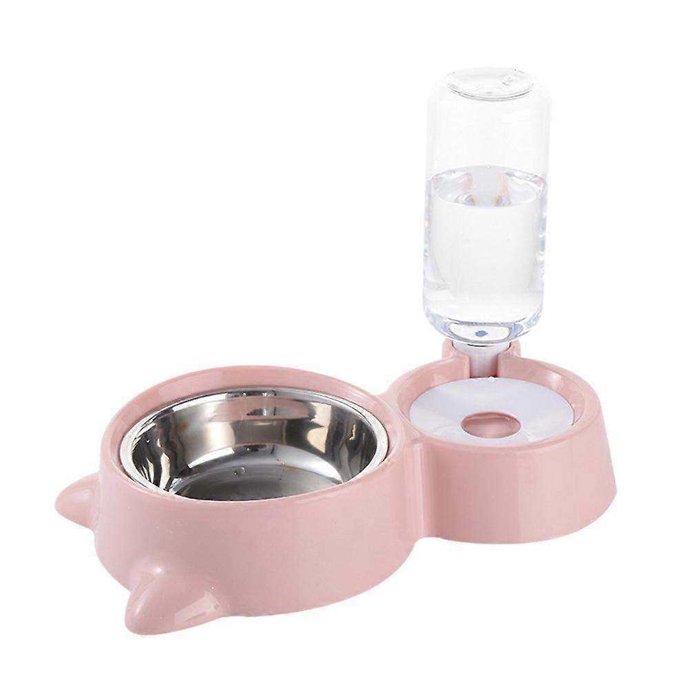 Puppy Bowls Pet Dual Water Food Feeder Drinking Bowl Pink 31x17.5x21.2cm Non-Overturning Design 1Pack