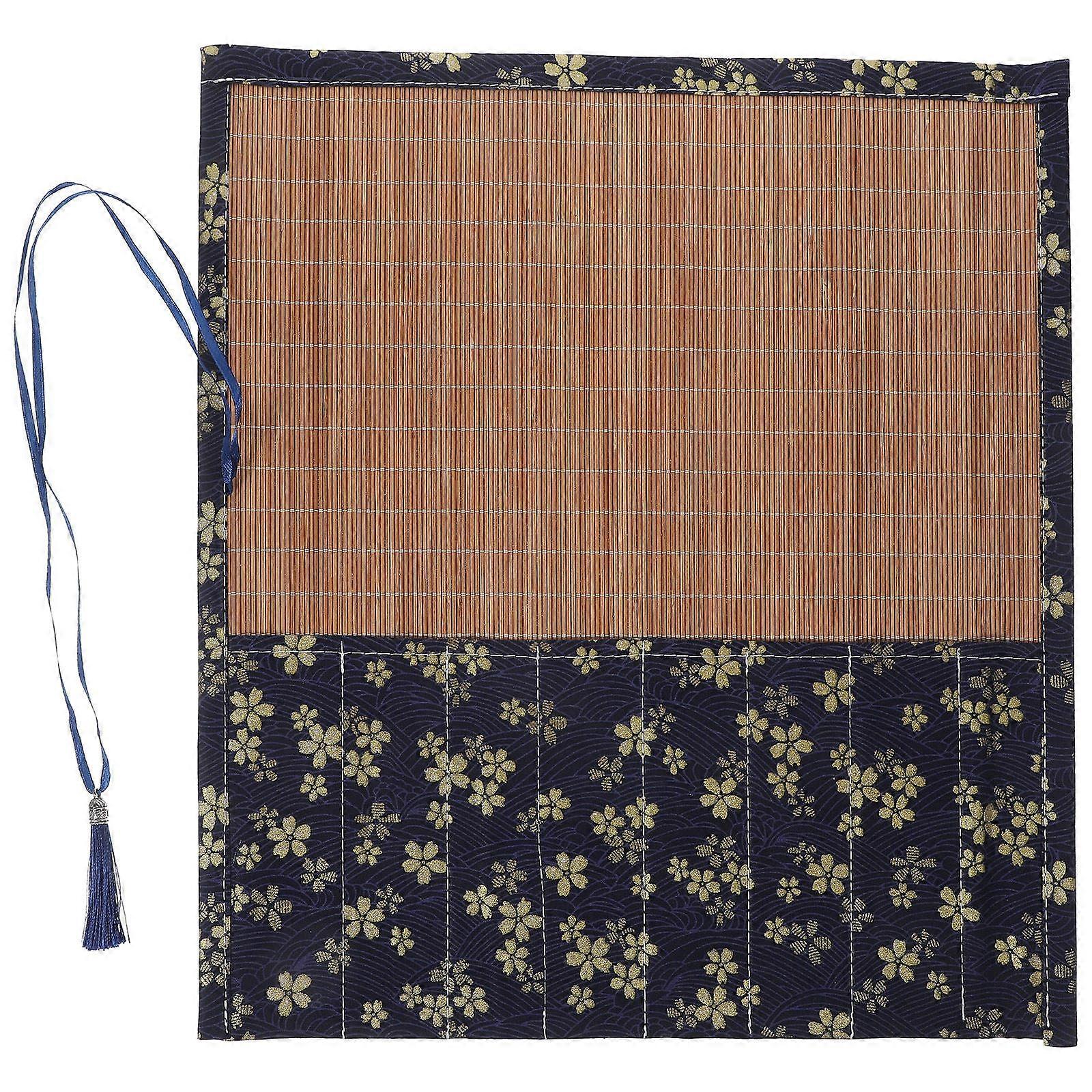 Pen Roll Up Bag Calligraphy Brush Pens Art Classes Preservation Bamboo Rectangular 1Set