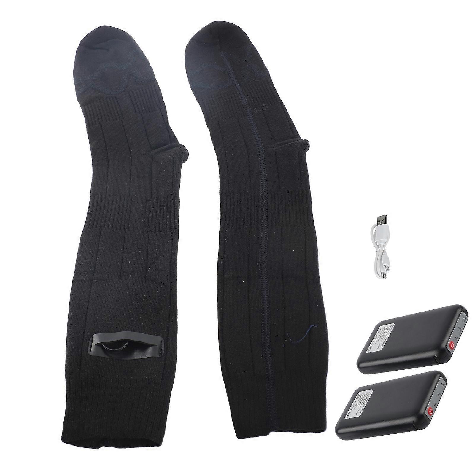 Double-sided Washable Electric Heated Socks, USB Charging, Temperature Control, Black