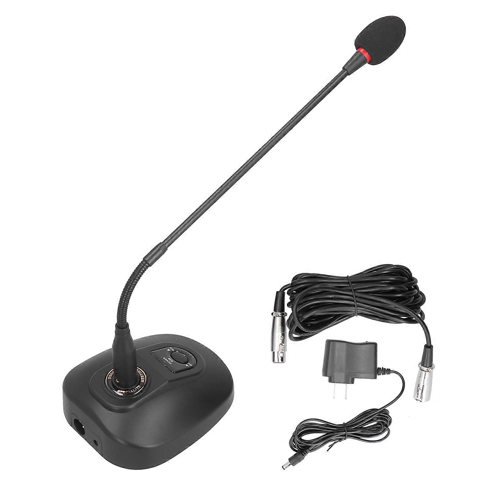 Wired Gooseneck Microphone for Desktop Conference, Cardioid Pointing Microphone for Broadcasting