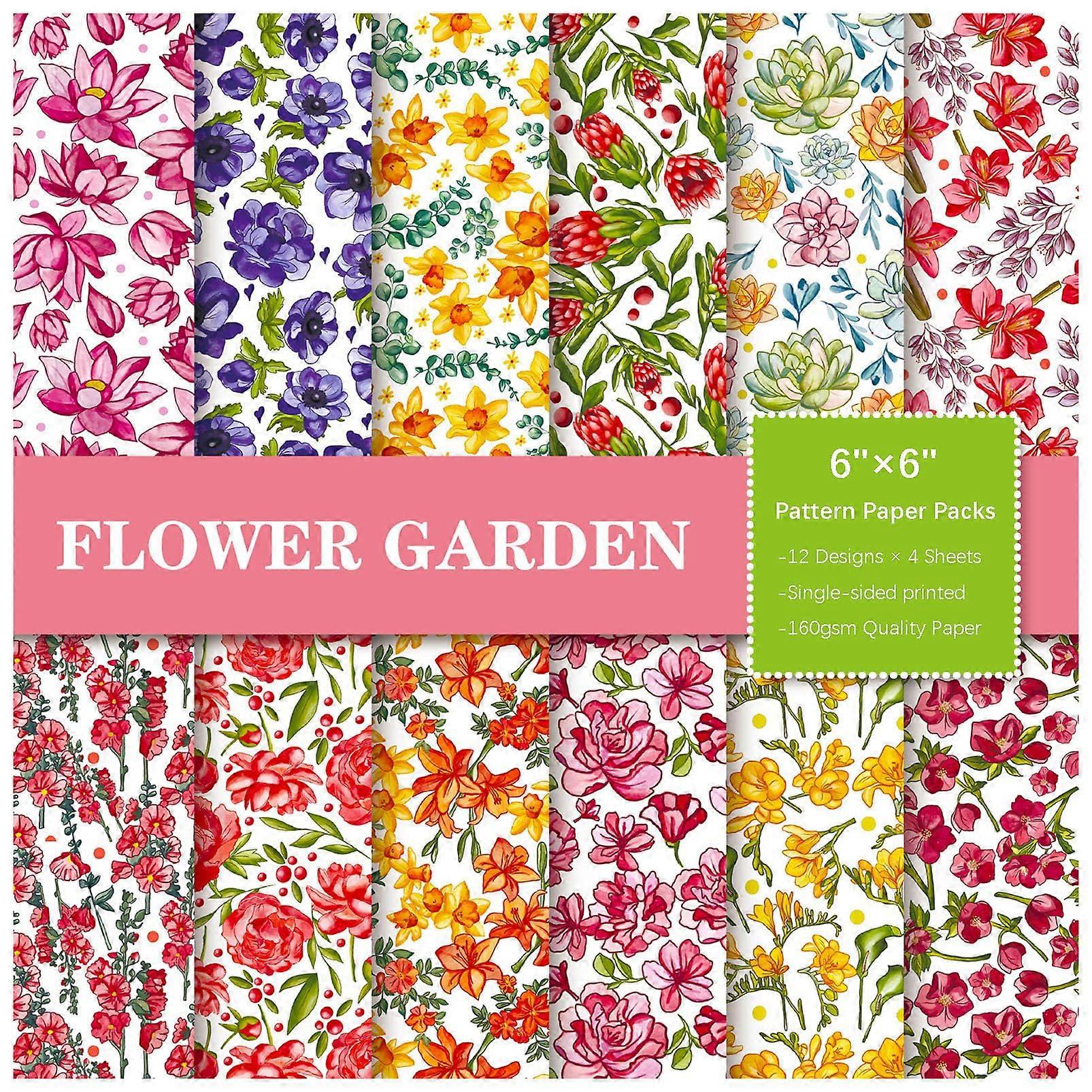Album Background Cardstock, 6 x 6 inches, 48 sheets, 12 designs, colorful DIY photo album, card making