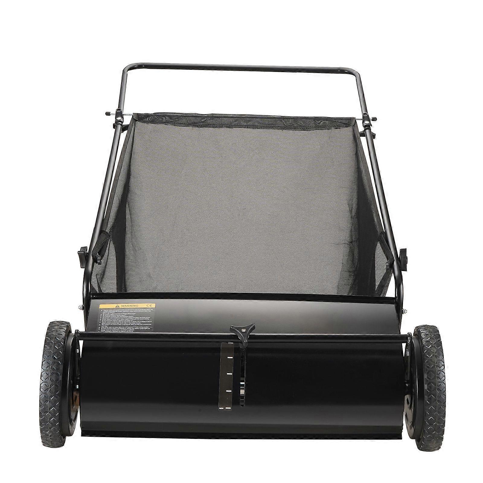 Push Lawn Sweeper, 26-inch Leaf & Grass Collector,with Large Capacity 7 cu. ft.