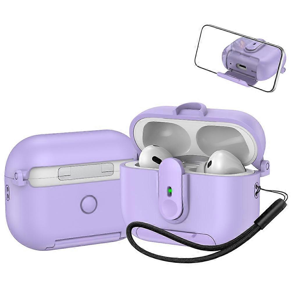 Compatible For Apple AirPods Pro Protective Case Switch Lock Earbuds Cover with Stand and Lanyard