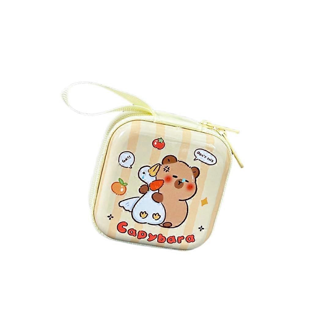 Capybara Mini-Muenzgeldboerse Tinplate Wallet Headphone Case Storage Pouch Coin Wallet For Kids And Cartoon Fans 01Style