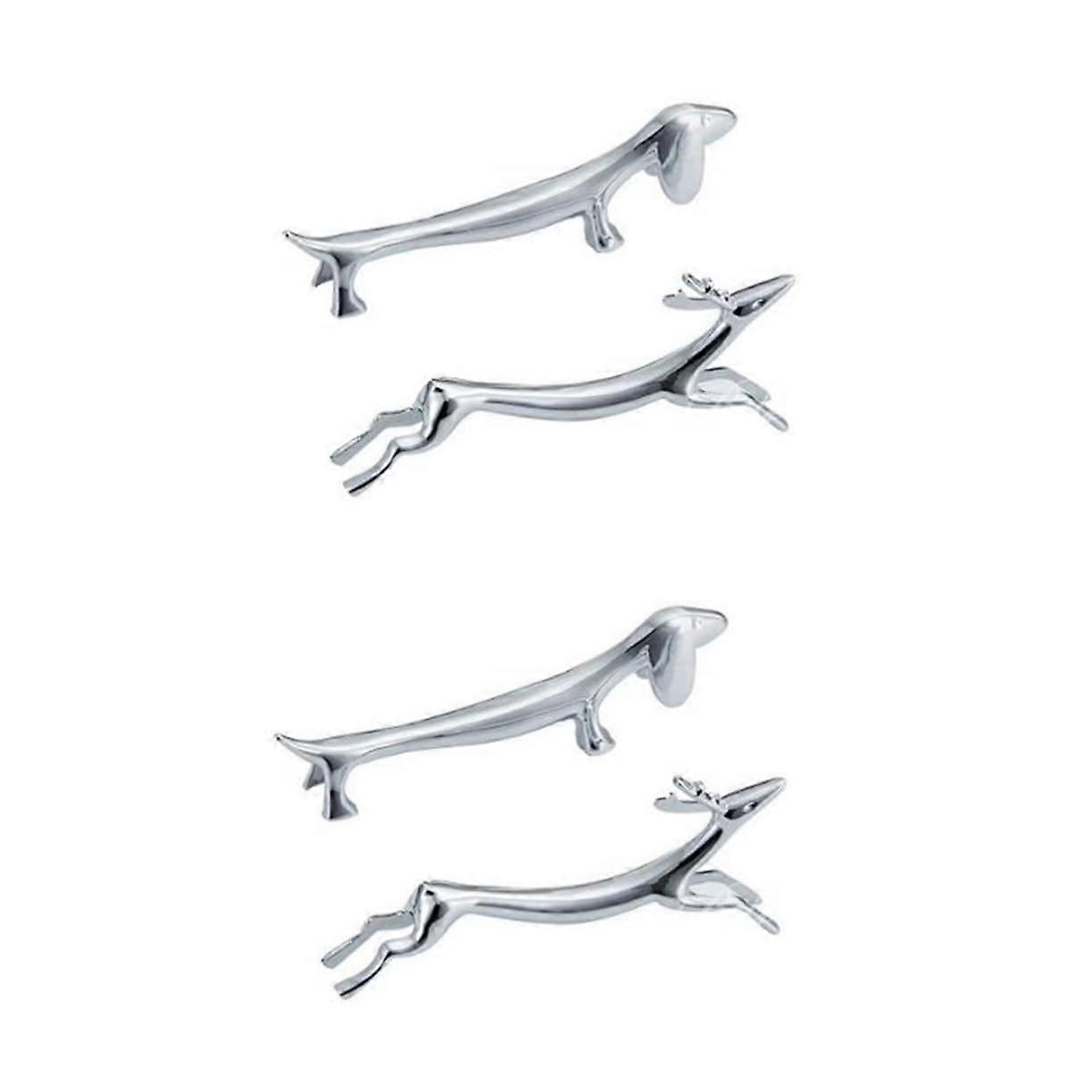 2-Piece Set Chopstick Holder Dachshund Reindeer Design Zinc Alloy For Tableside Decor Ideal For Chopsticks And Spoons