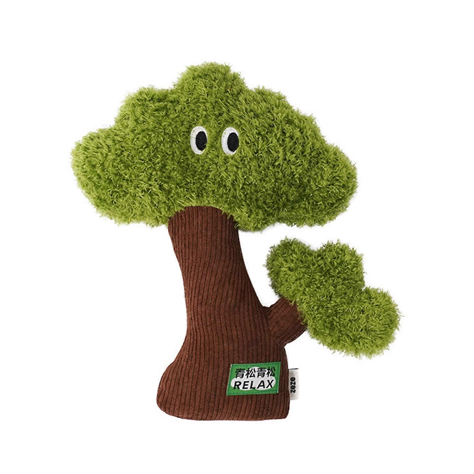 Stuffed Pine Tree Shape Chew Toy for Dogs, Soft Molar Toy with Built-in Mint Green for Cleaning and Massage