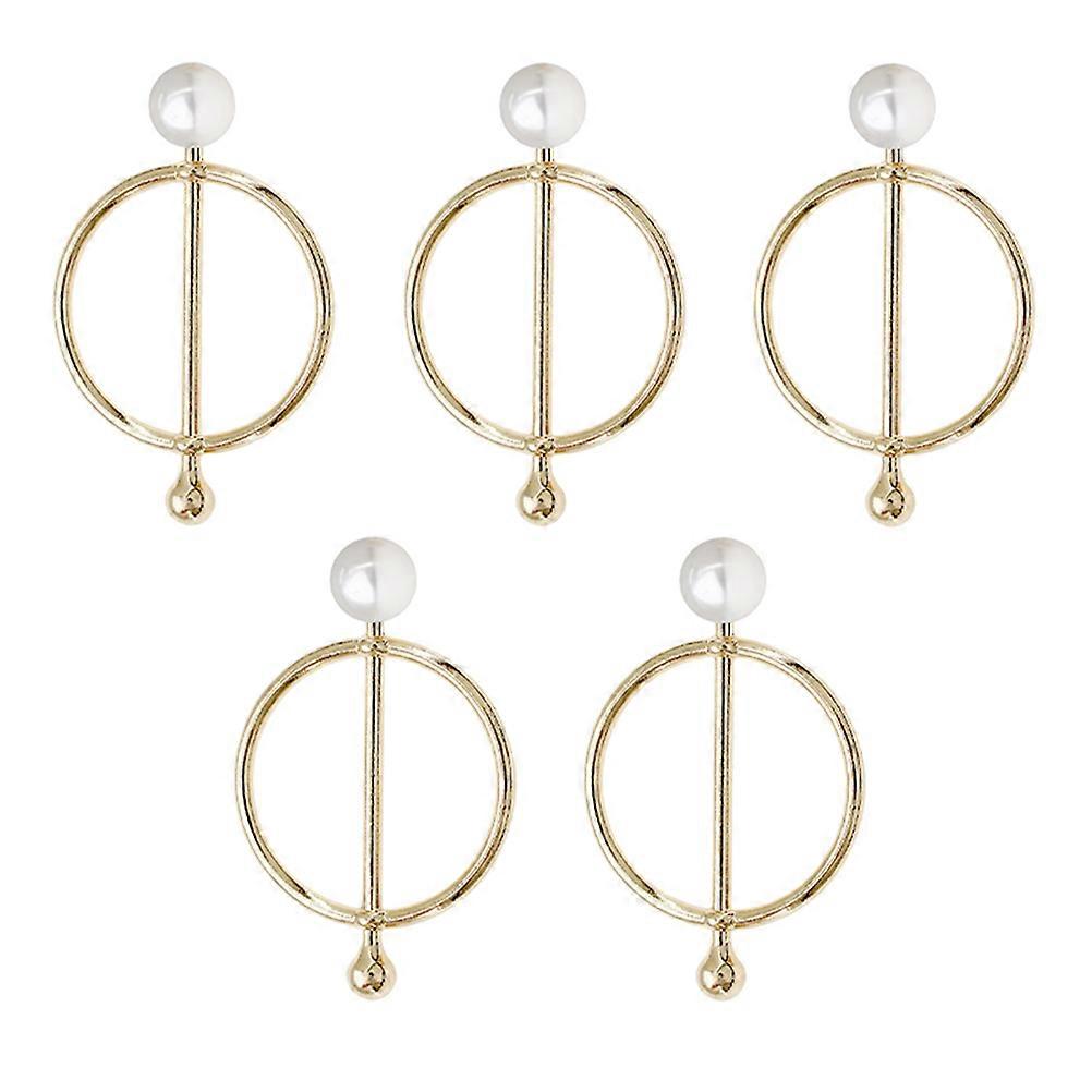Golden Scarf Buckle with Pearl Ornaments for Decoration Made of Durable Alloy 5pcs