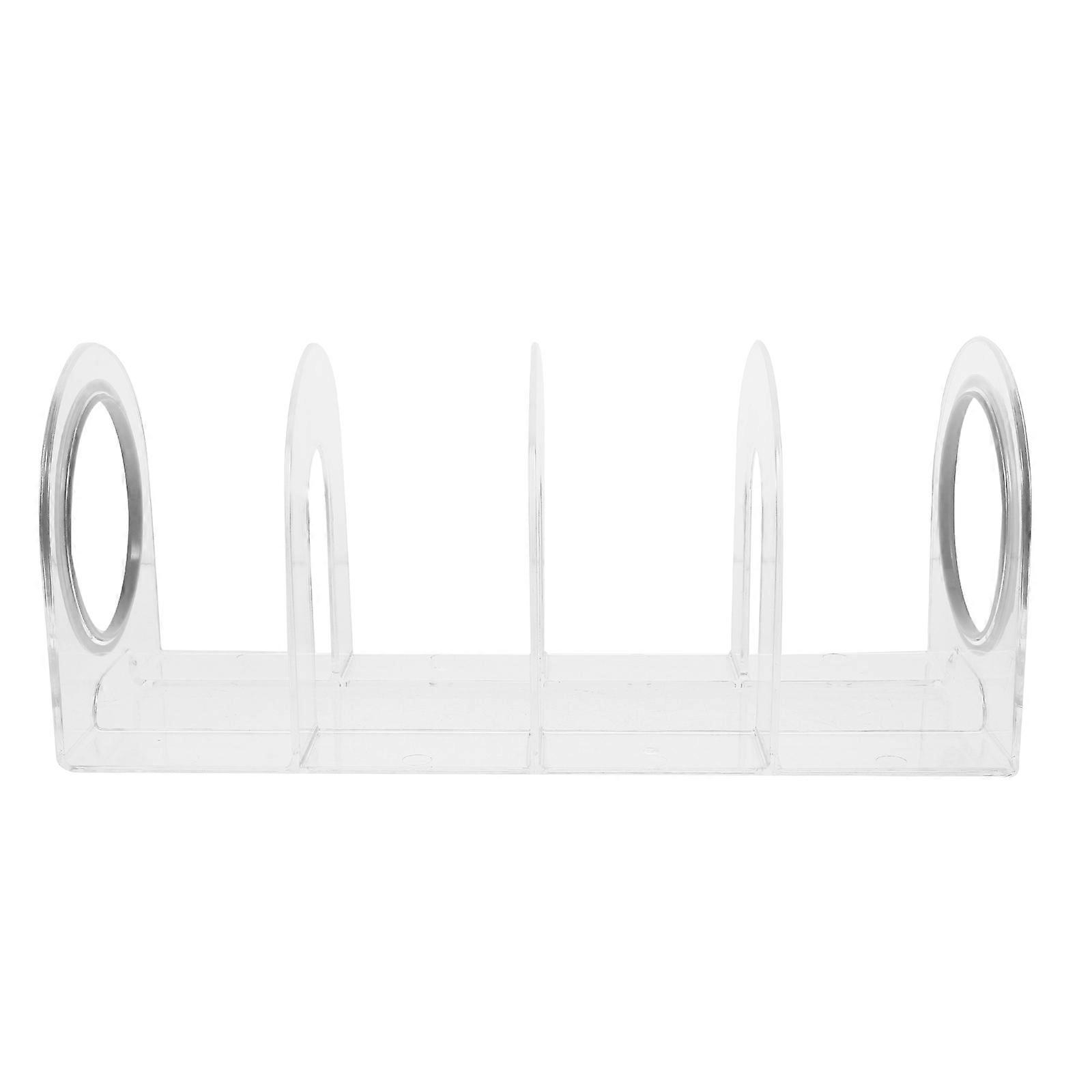 The **Transparent Multifunctional Desktop Book Storage Rack** is a sleek and practical solution for organizing your workspace. Here's a breakdown of