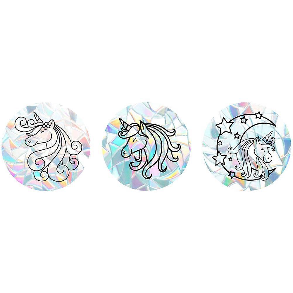 Window Cling Sticker Prism Creative Unicorn Pattern Glass Decorative Living Room 18X18X0.1CM 3 Sheets