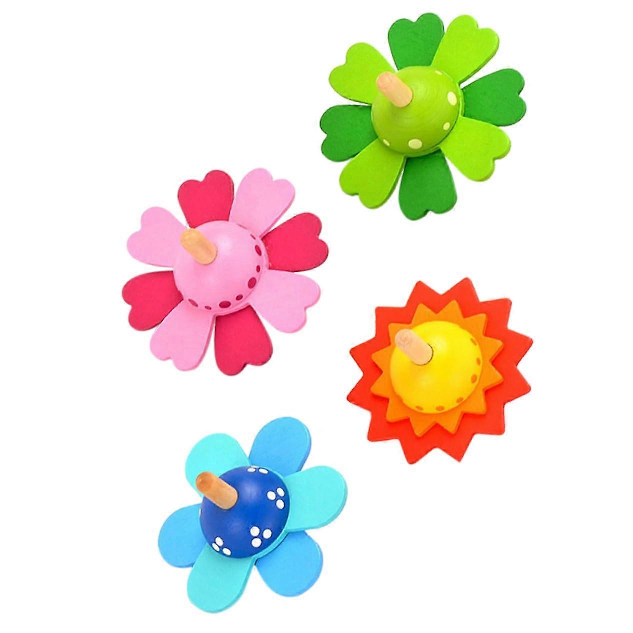 Flower Rotating Spinning  Set – Wooden Shape Recognition Toy for Kids