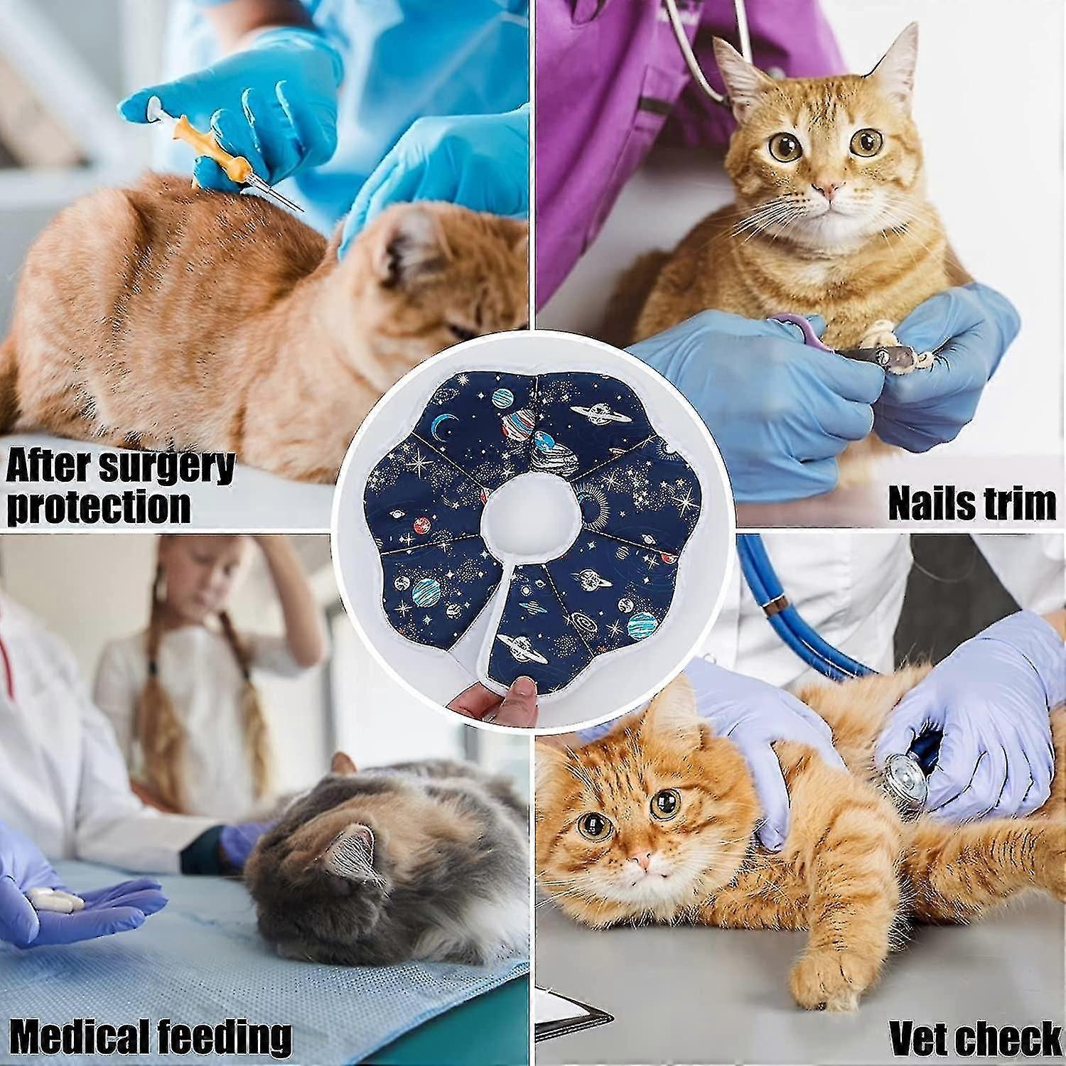 Cat Collars Anti-bite Adjustable Protection Comfy Cone Recovery Collar For Cats And Puppies,blue