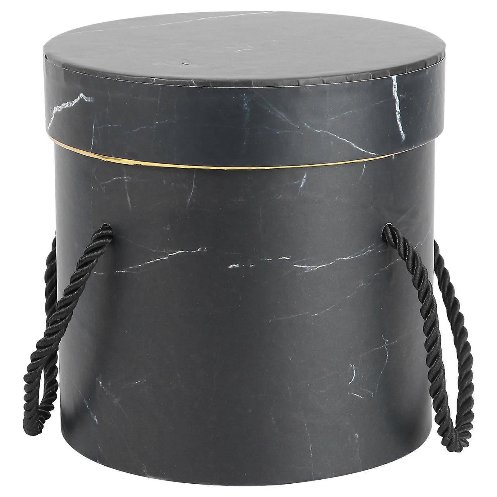 Black Round Flower Gift Box Made of Durable Paper for Valentine's Day Packaging and Storage Use 1pc