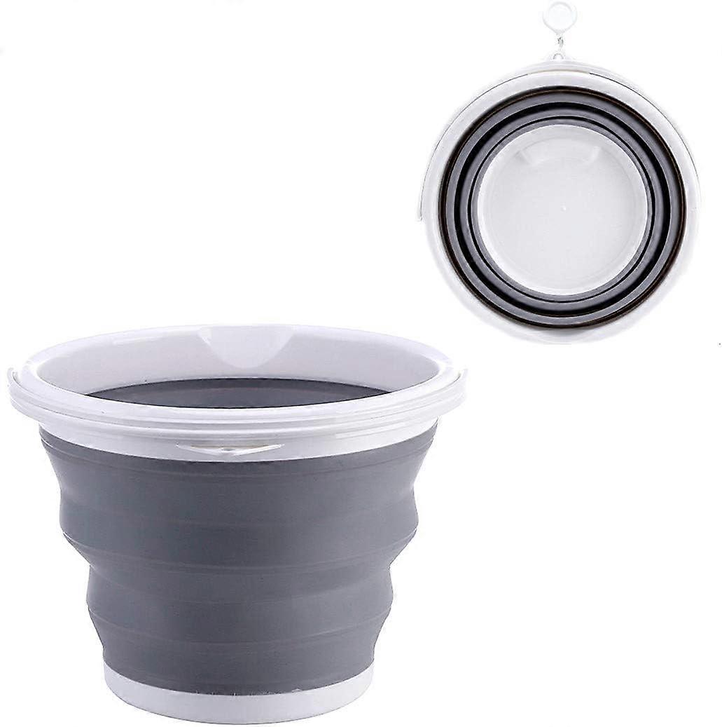 Collapsible Bucket with Handle10L, Mop Bucket Silicone Portable Fishing Bucket, Bucket for Cleaning, Backpacking (Gray)