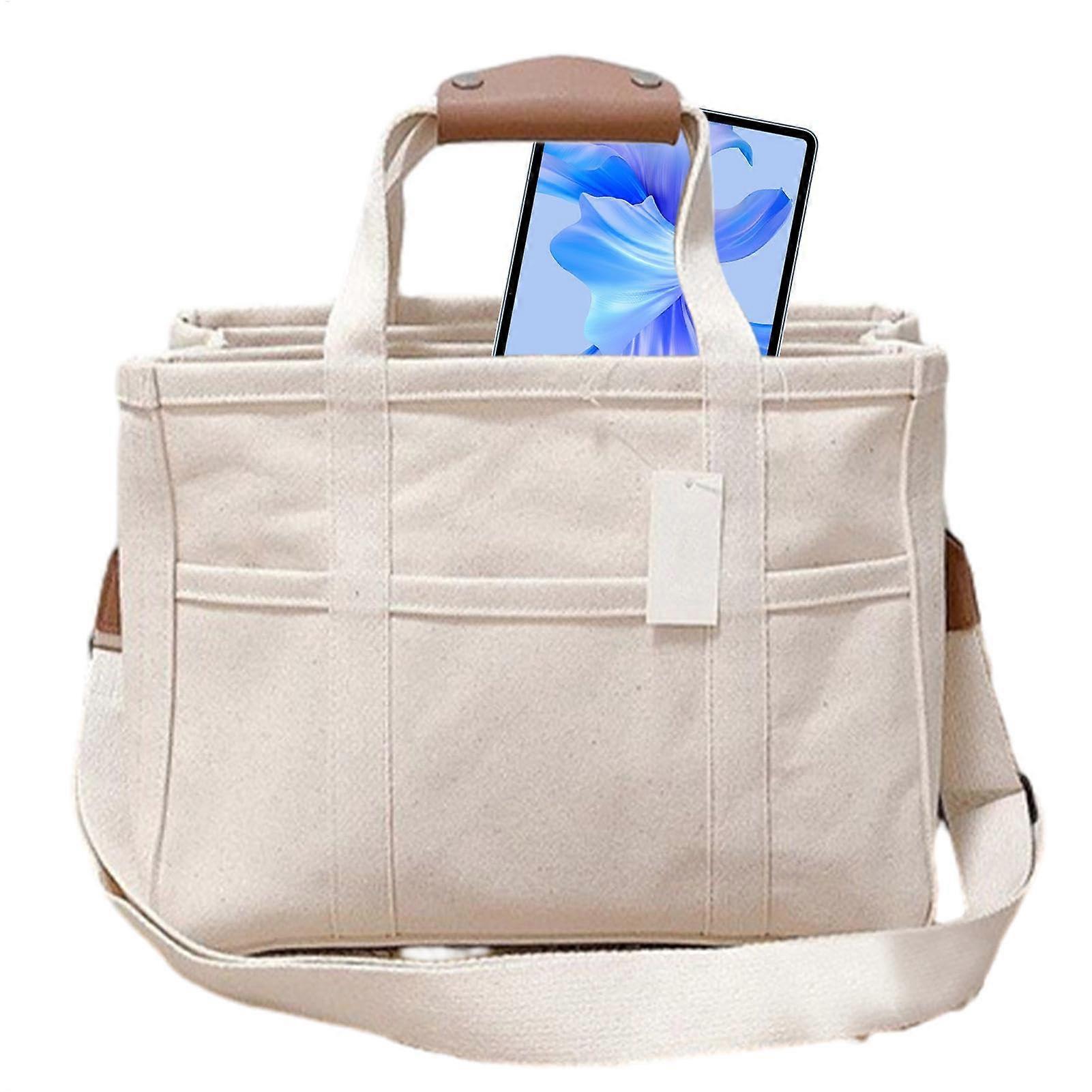 حقيبة تغيير حقيبة كتف ، سعة كبيرة ، حقيبة سفر محمولة للأطفال ، قماش أبيض