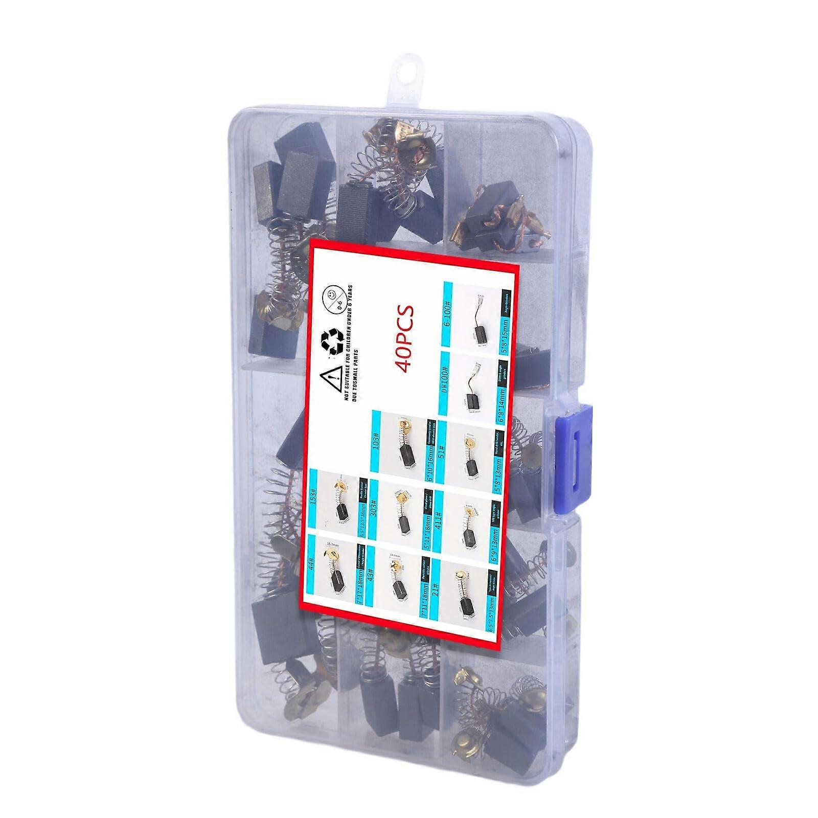 40piece carbon brush set for power tools with 10 sizes, suitable for drill repairs