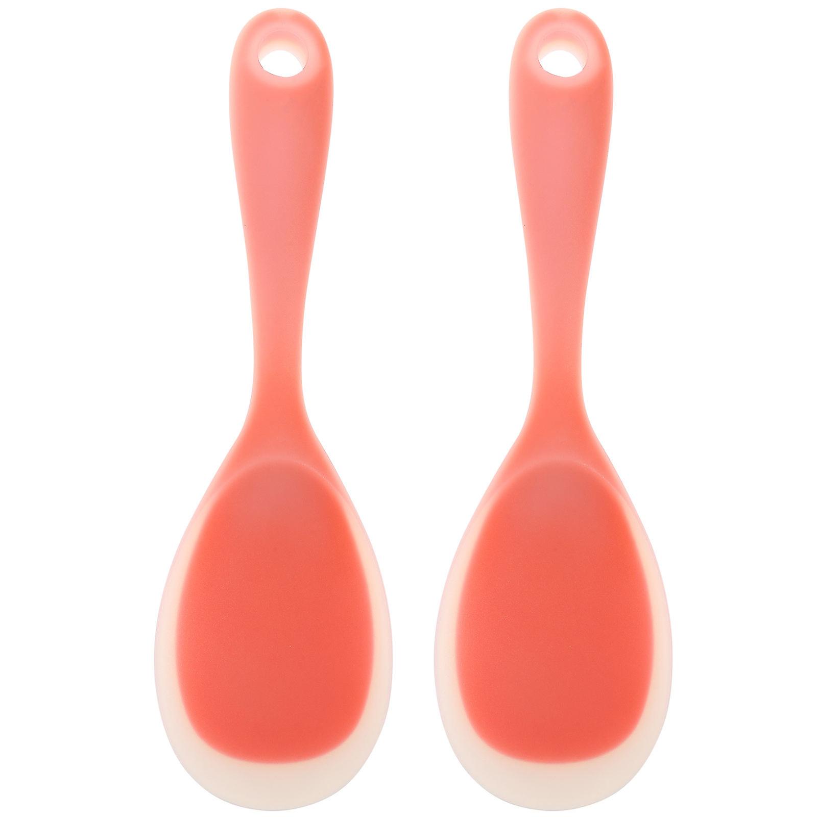 Rice Scoops Silicone Spatula Shape Heat Resistant Orange 2Pcs