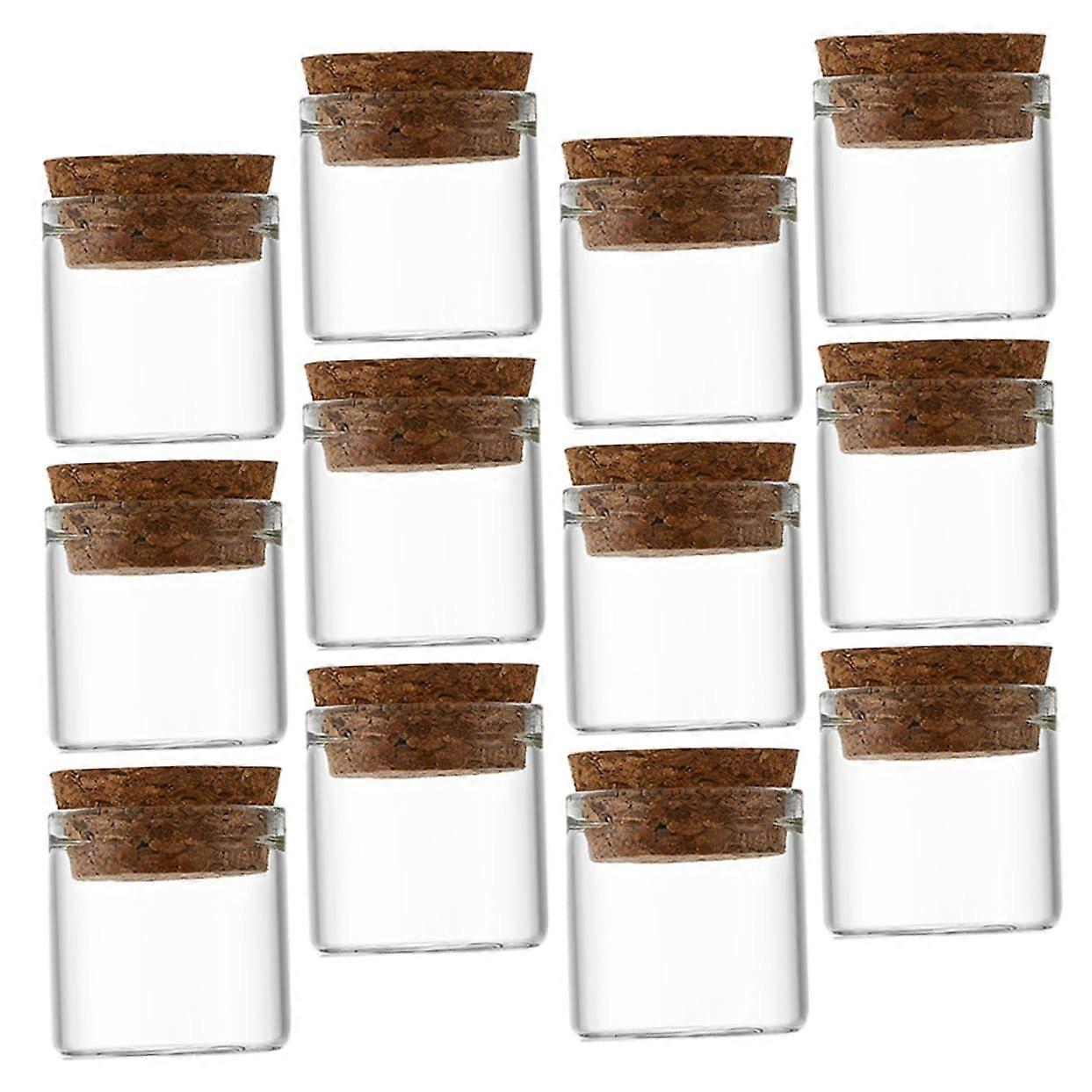 Mini Glass Bottles Transparent Small Glass Bottles with Wooden Corks for Loose Tea and Small Items Ref: 2818