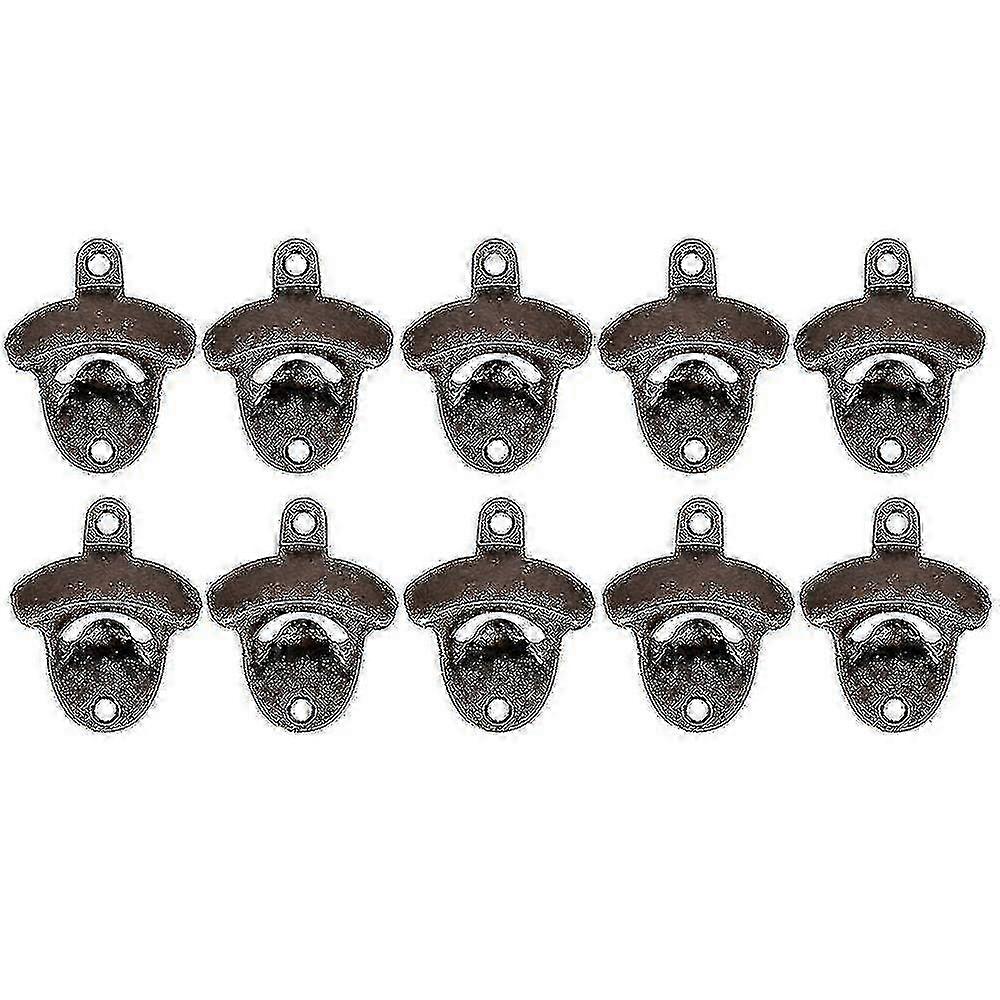 10 Pack Rustic Wall Mounted Beer Opener Set Vintage