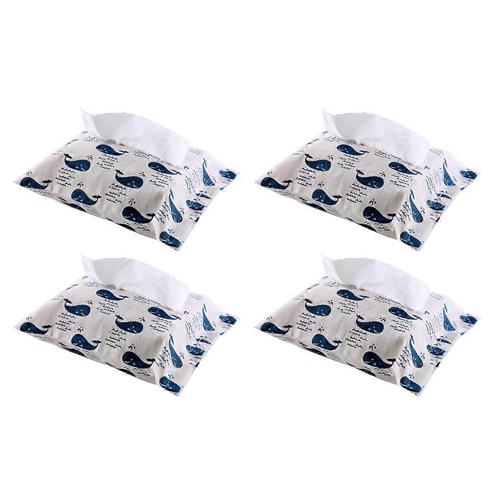 Creative Tissue Box Organizer Japanese Style Cotton Linen Fabric Paper Towel Holder Foldable Storage Container For Home Use 4Set