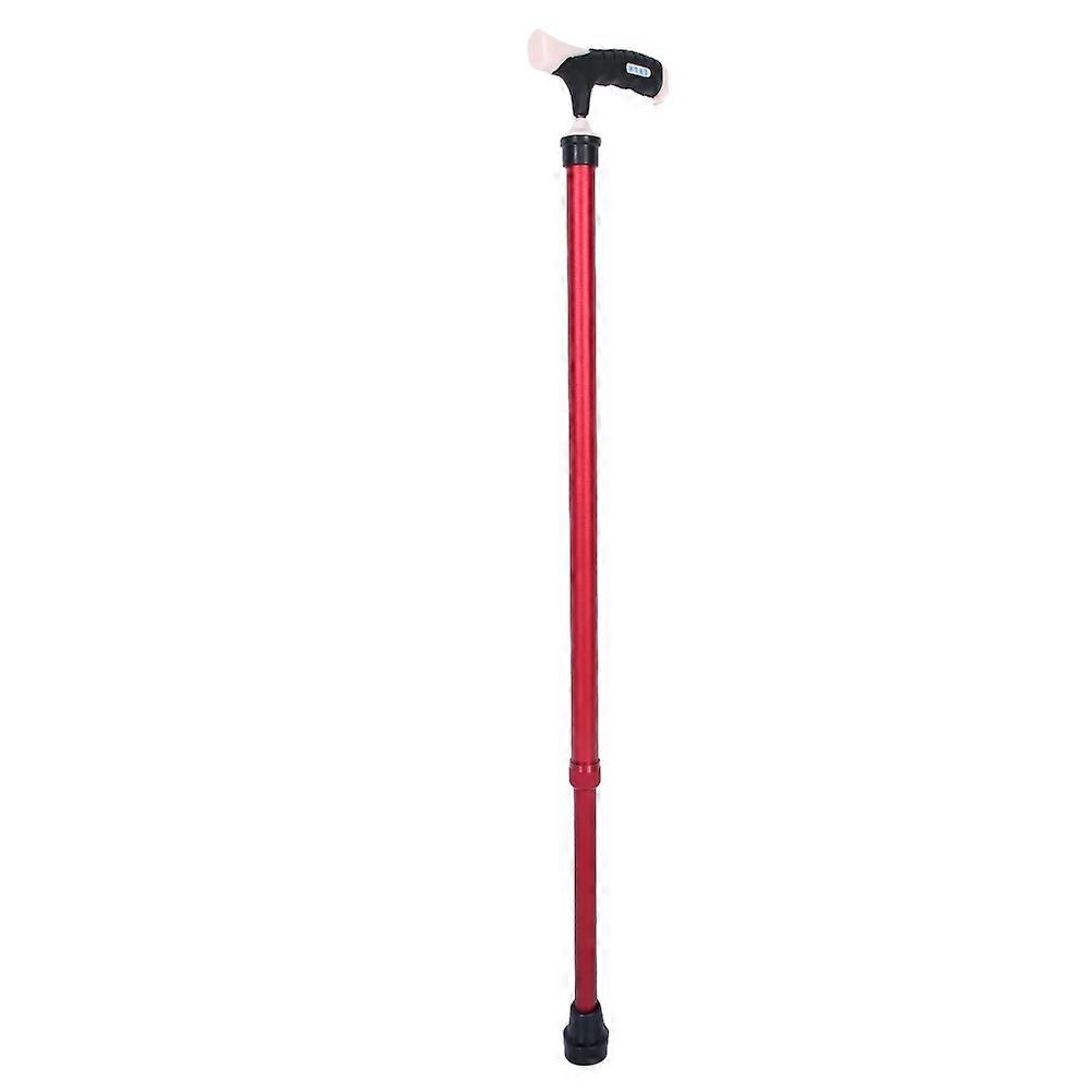 Elderly Walking Cane Anti Slip Adjustable Height Aluminum Alloy Hand Walking Stick(Red )