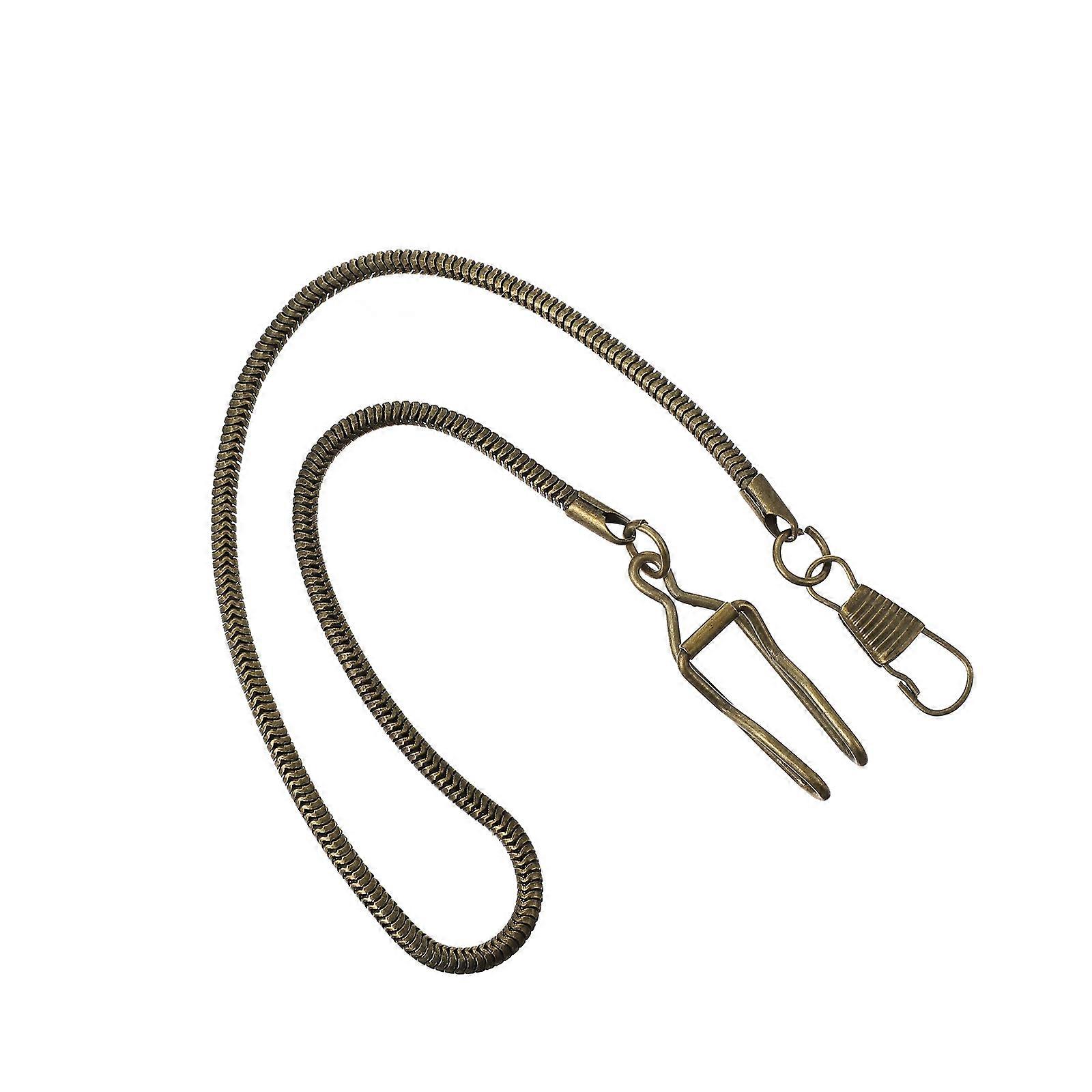 1Pc 37CM Vintage Pocket Watch Chain Decorative Metal Belt Chain with Buckle